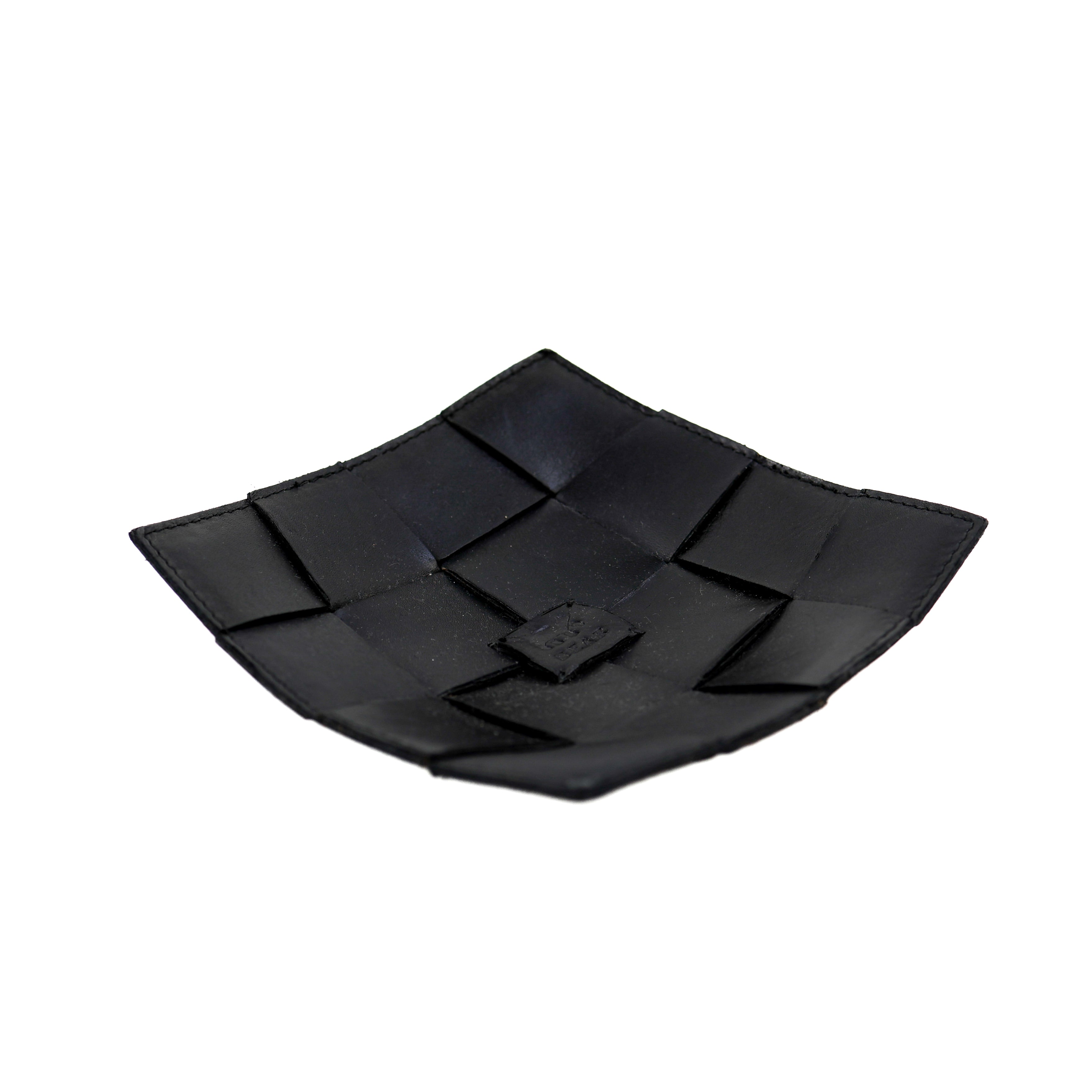 Leder Dekoratives Tablett/Präsentationsschale 'Isabel' Schwarz