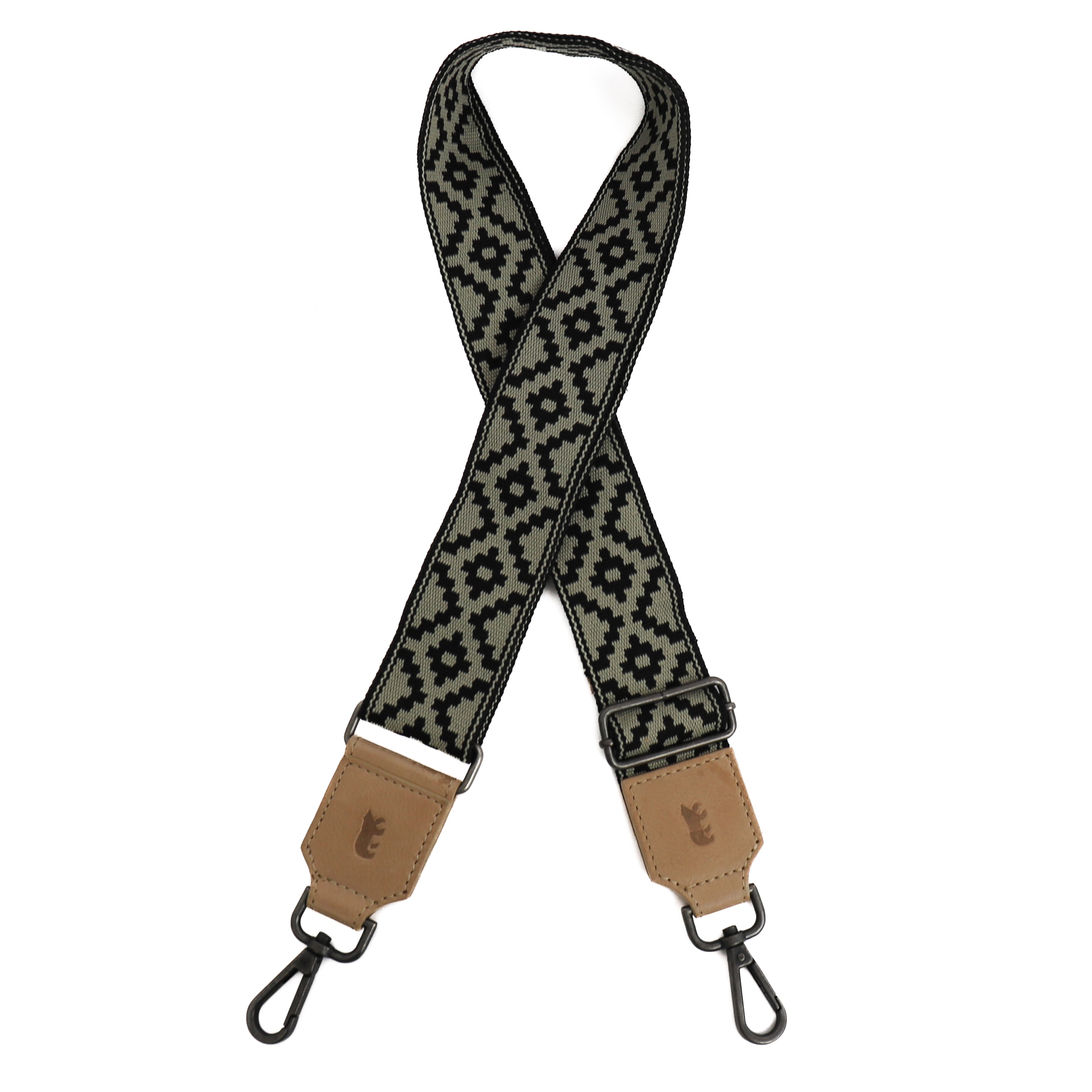 Bag Strap 'Diamonds' Beige/Schwarz