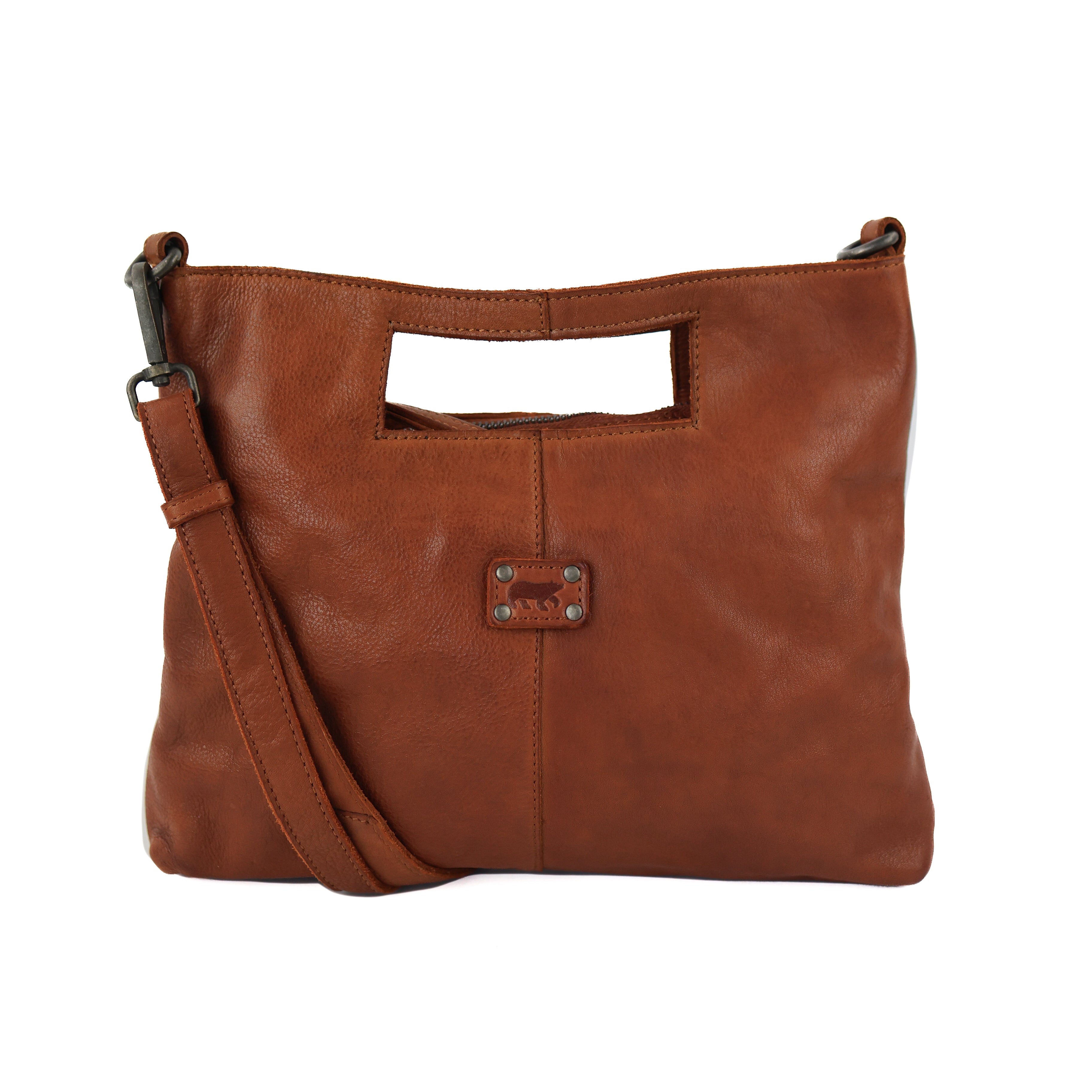 Clutch-/Umhängetasche 'Feline' Cognac