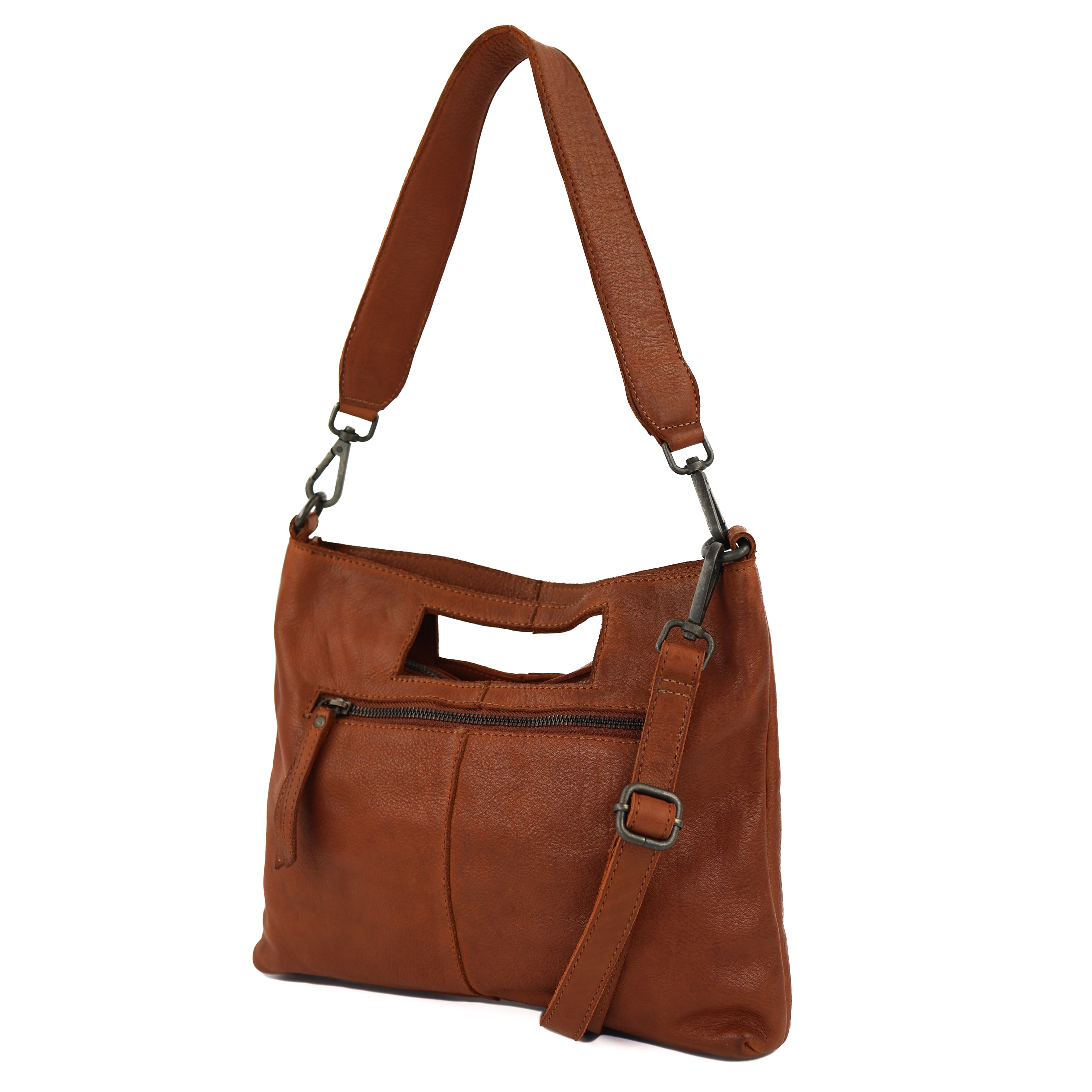 Clutch-/Umhängetasche 'Feline' Cognac