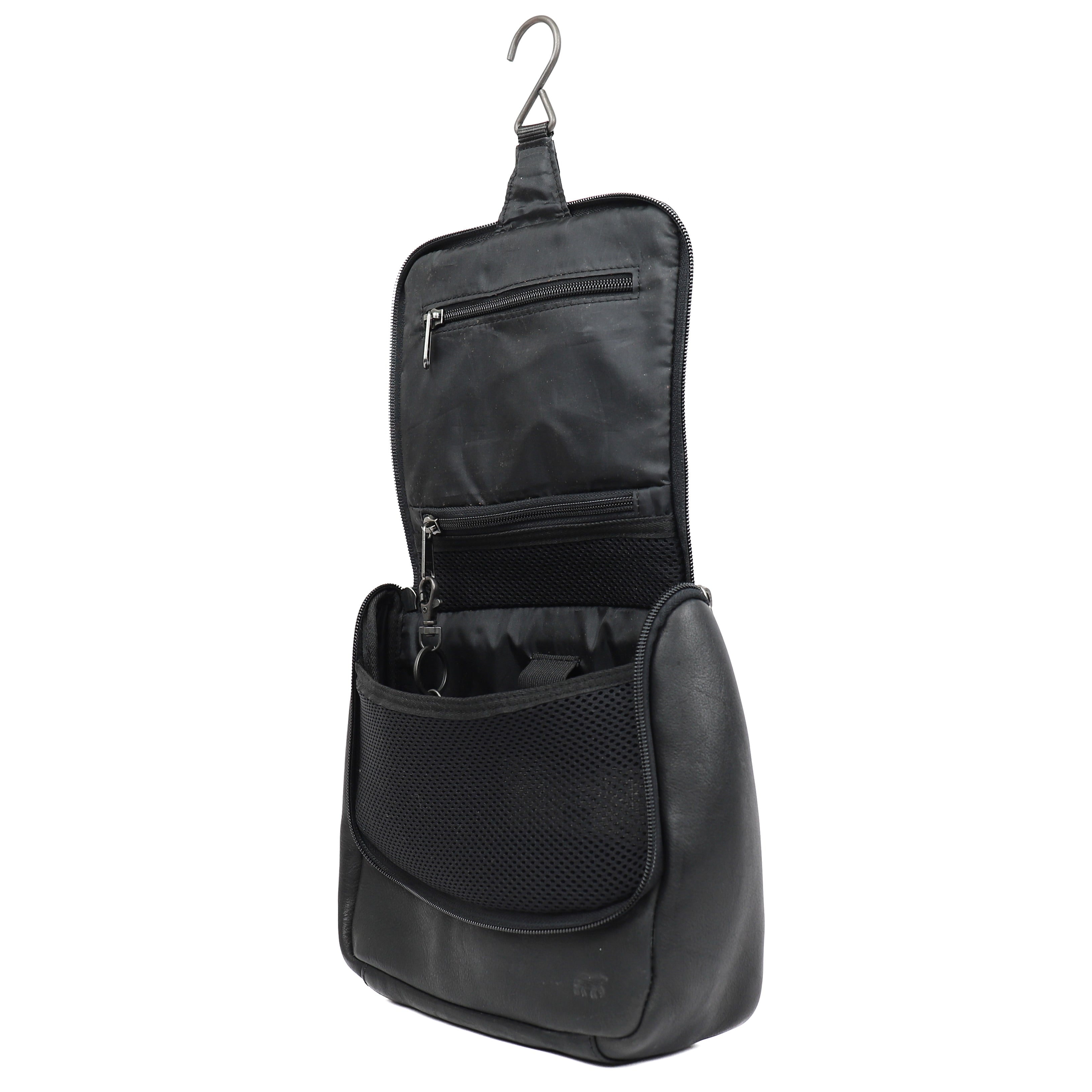 Hängender Kulturbeutel mit Haken 'Martin' Schwarz