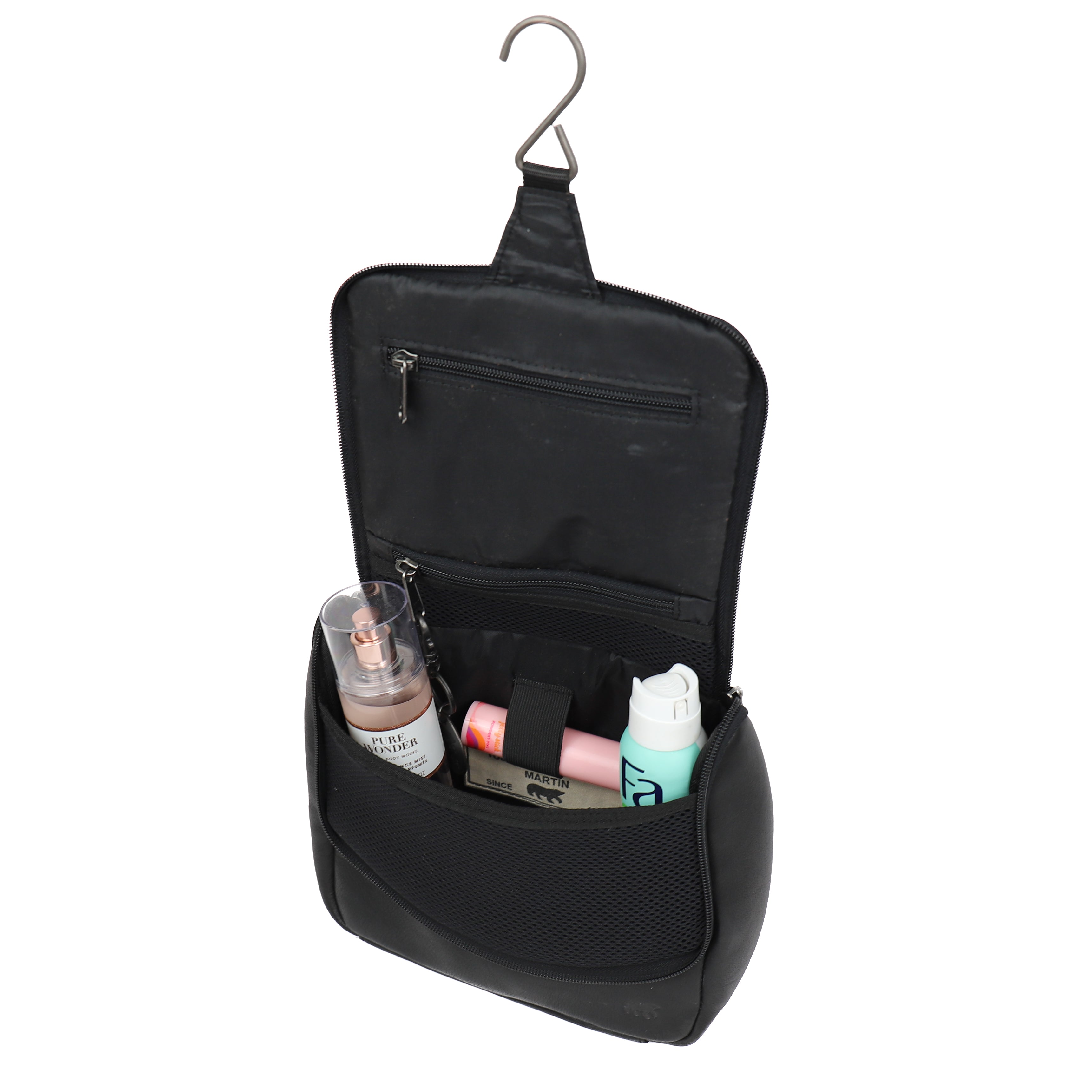 Hängender Kulturbeutel mit Haken 'Martin' Schwarz