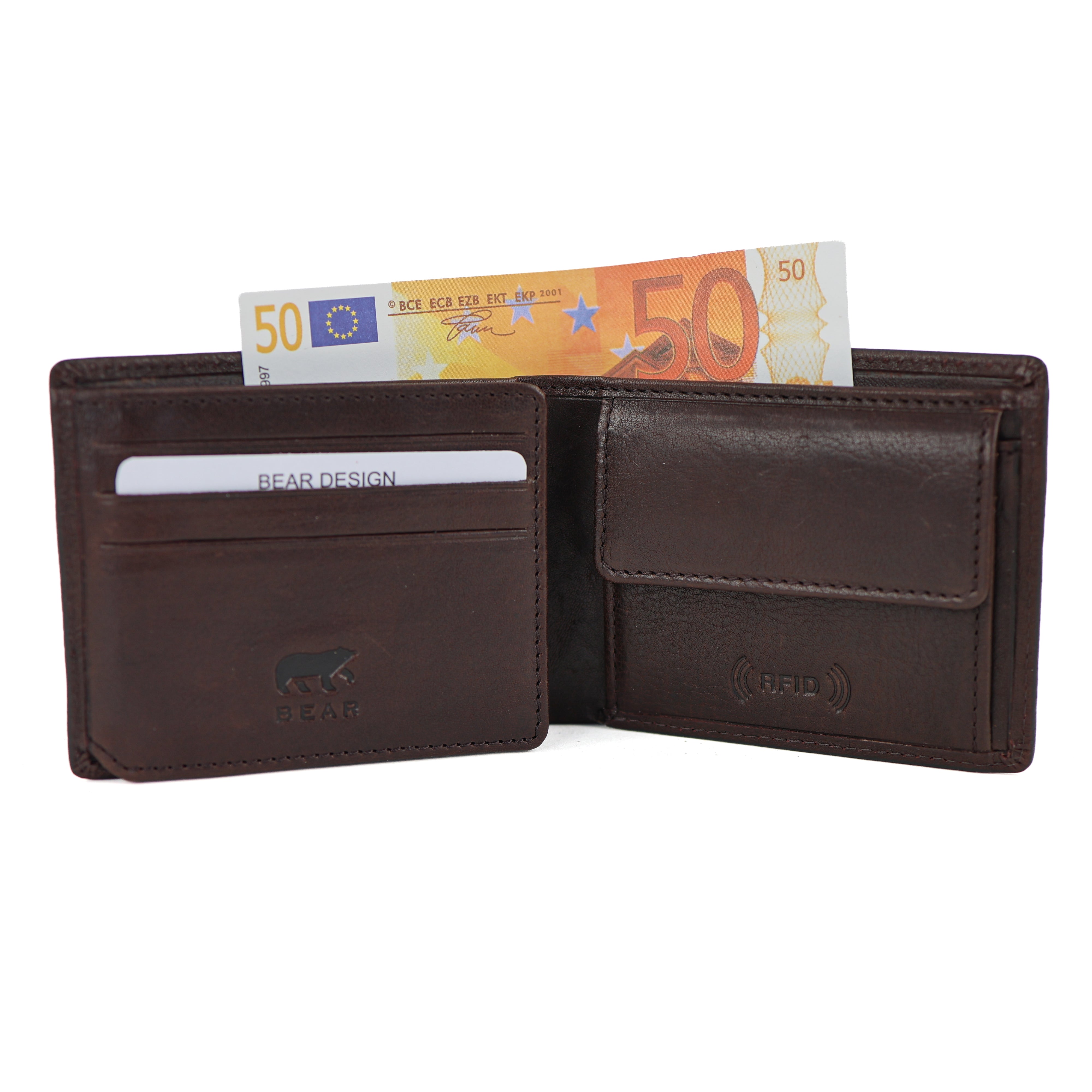 Luxe heren portemonnee/billfold 'Stefano' bruin