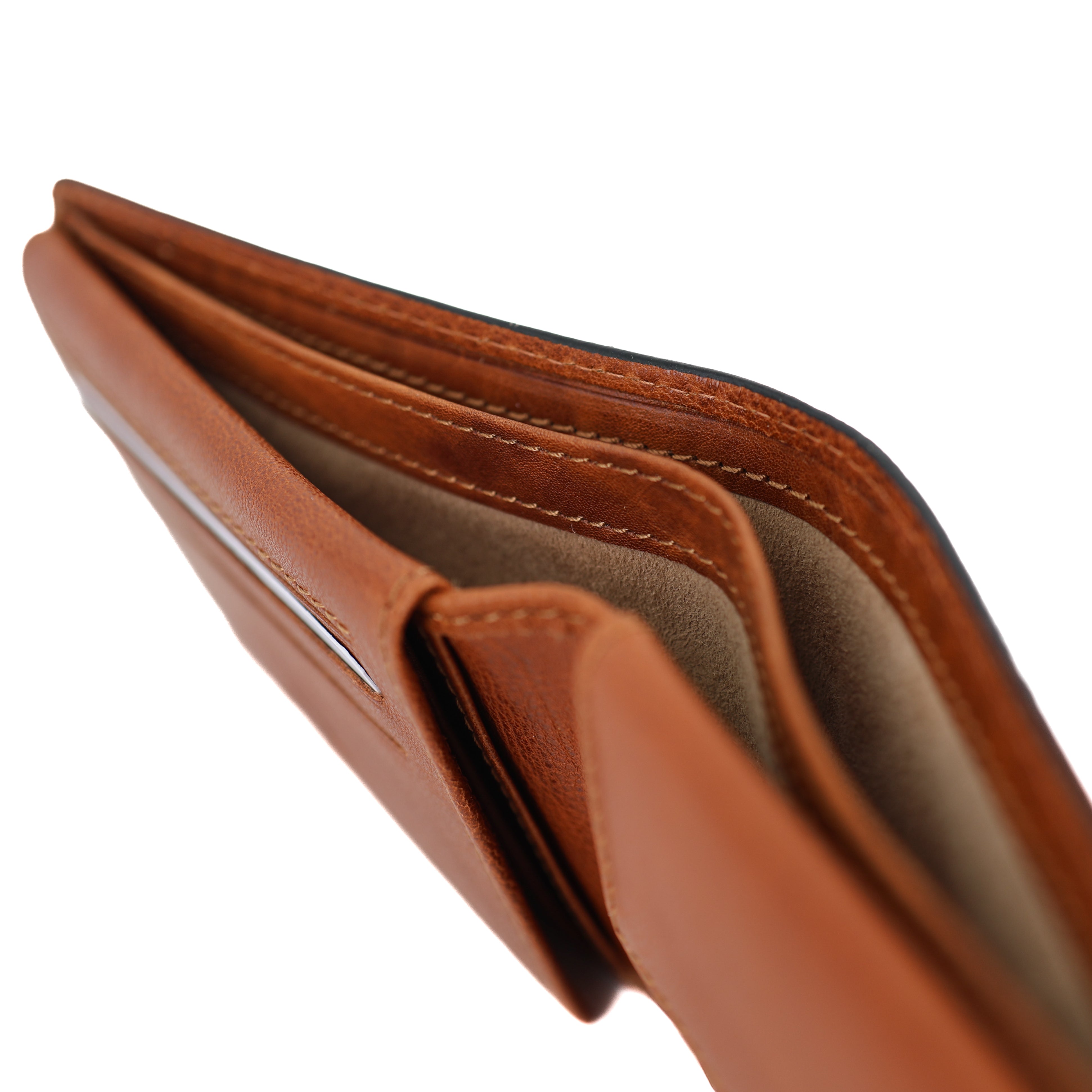 Luxuriöse hohe Brieftasche/Geldbörse „Enrico“ cognac