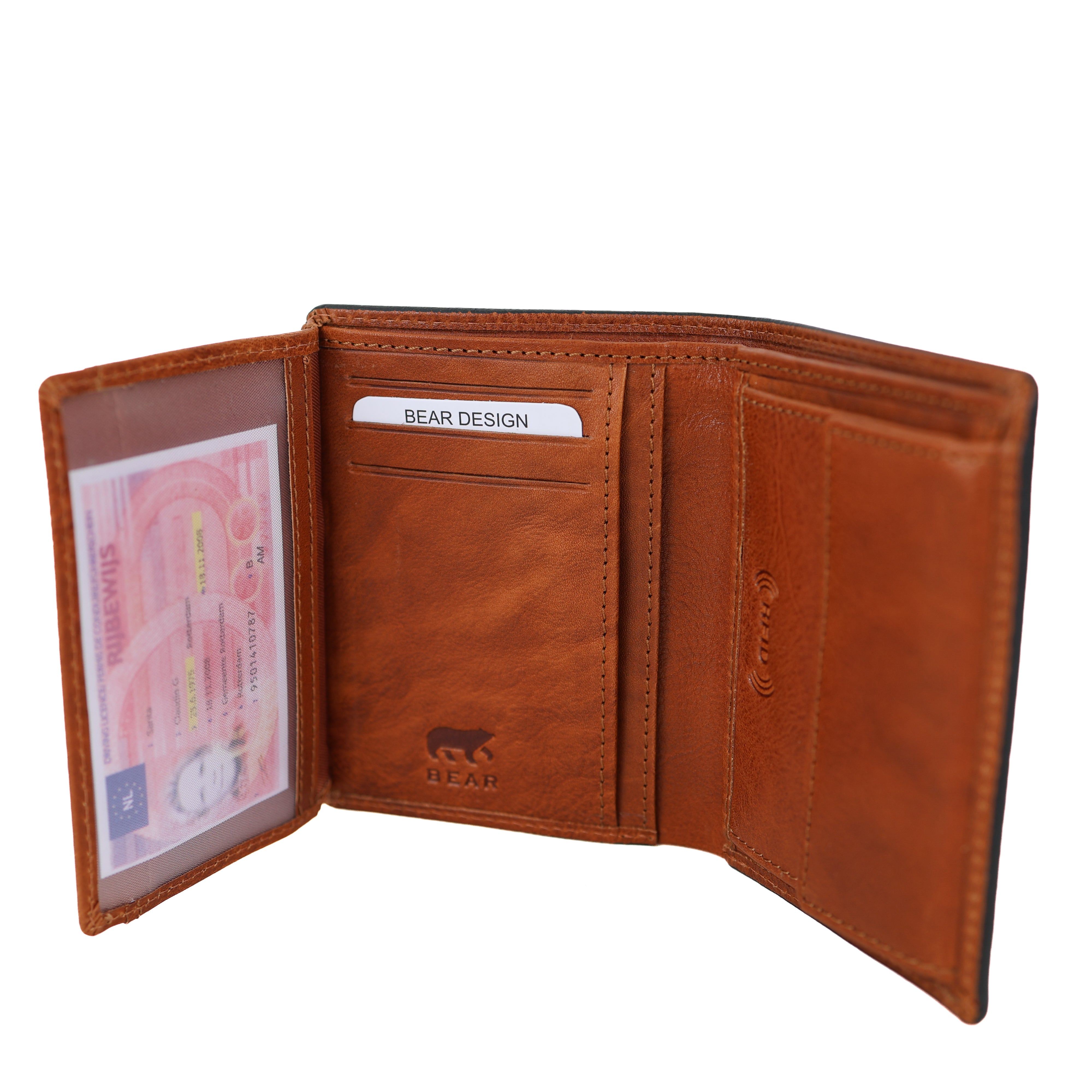 Luxuriöse hohe Brieftasche/Geldbörse „Enrico“ cognac