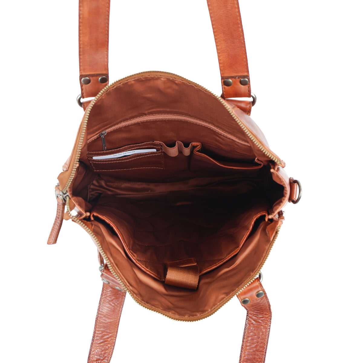 Hand-/Schultertasche mit Laptopfach 15.6” „Freya“ cognac
