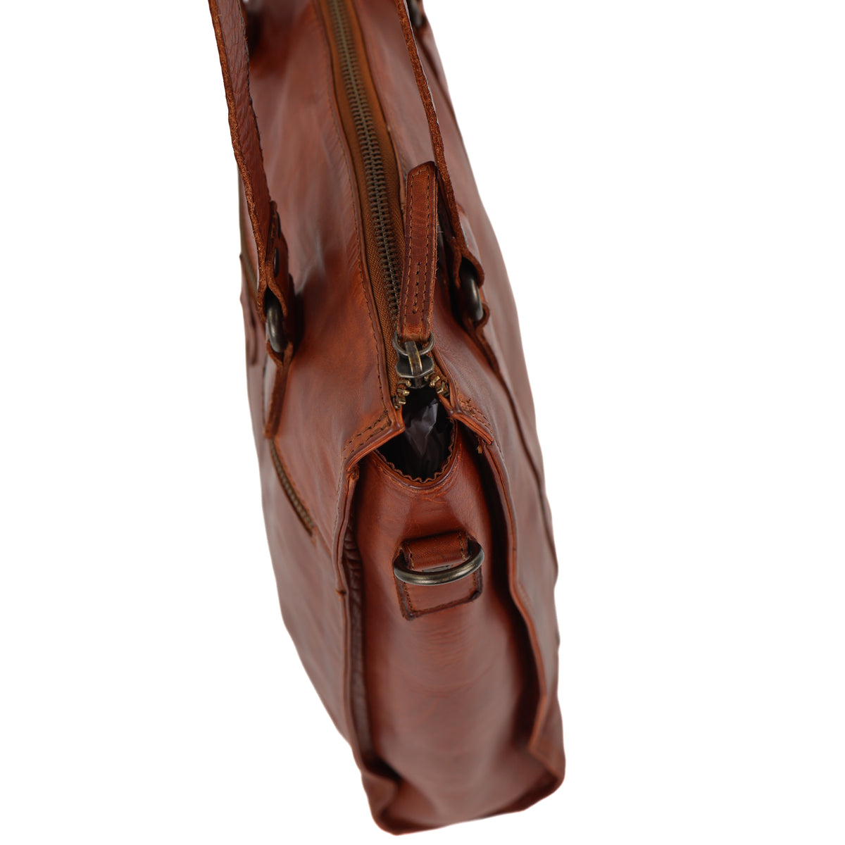 Hand-/Schultertasche mit Laptopfach 15.6” „Freya“ cognac