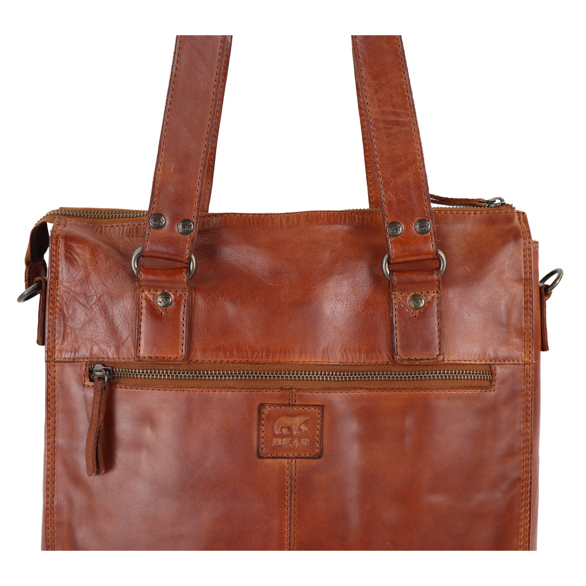 Hand-/Schultertasche mit Laptopfach 15.6” „Freya“ cognac