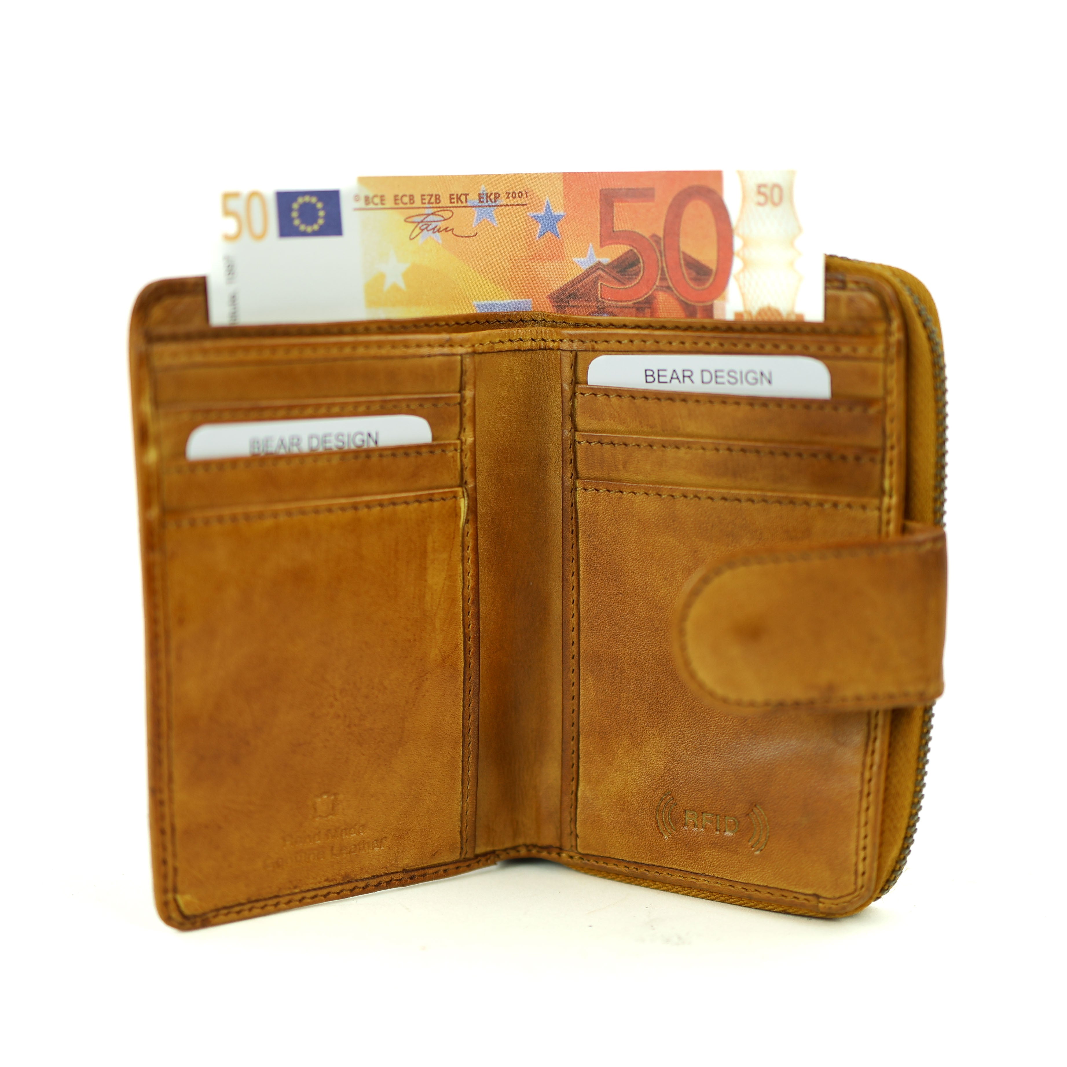 Reißverschluss-Geldbörse 'Loet' ockergelb - CL 13550