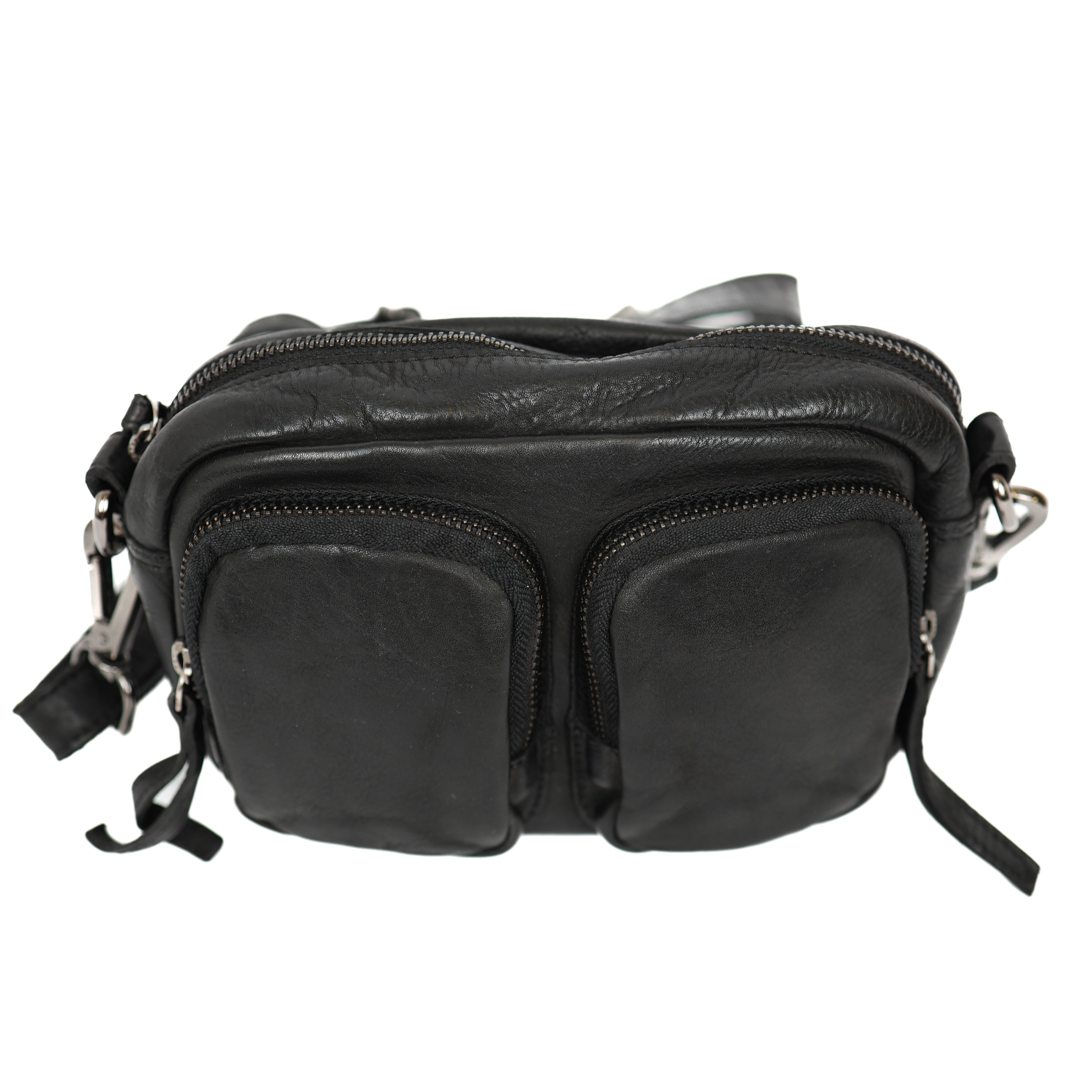 Kleine Umhängetasche mit Fronttaschen 'Amber' Schwarz