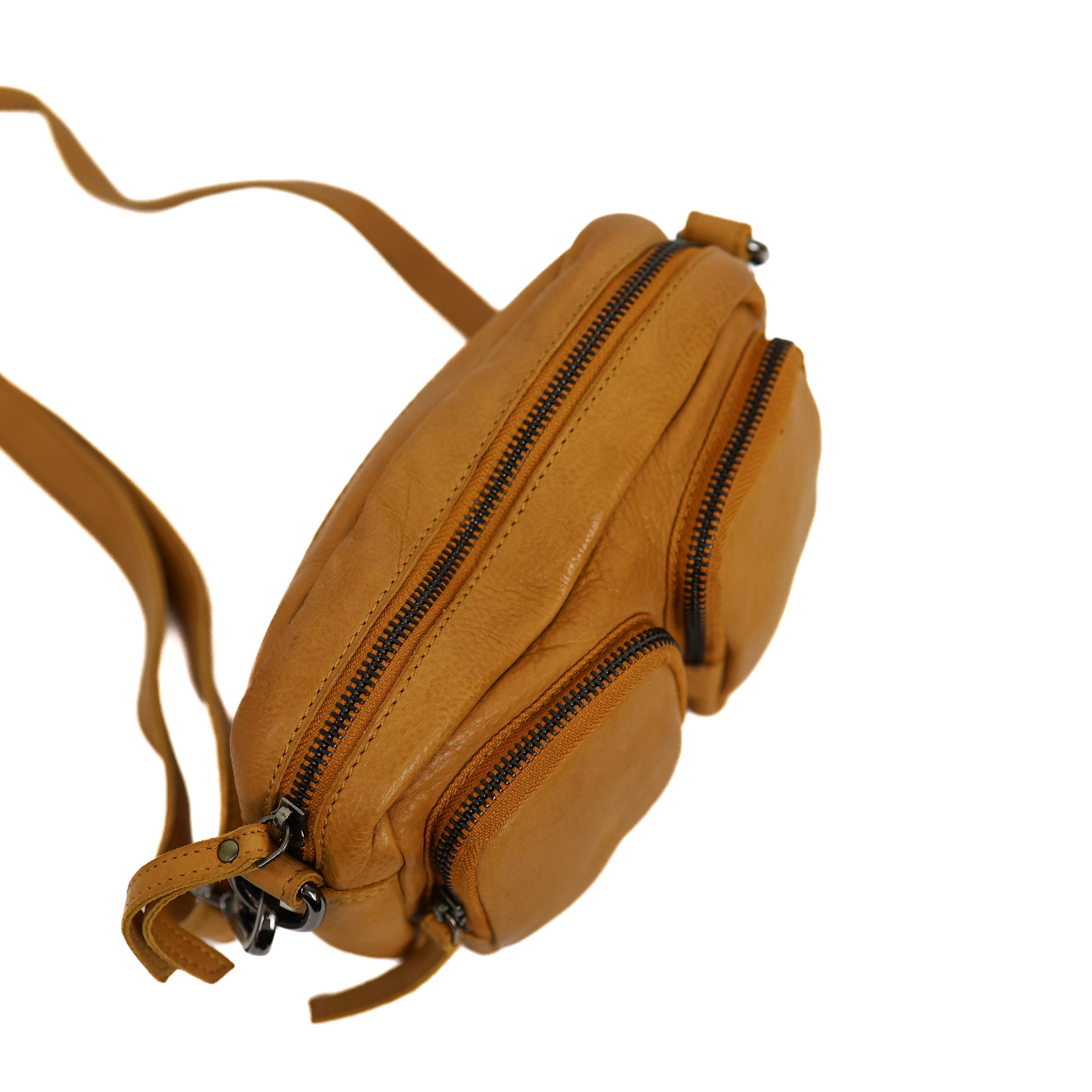 Kleine Umhängetasche mit Fronttaschen 'Amber' Gelb