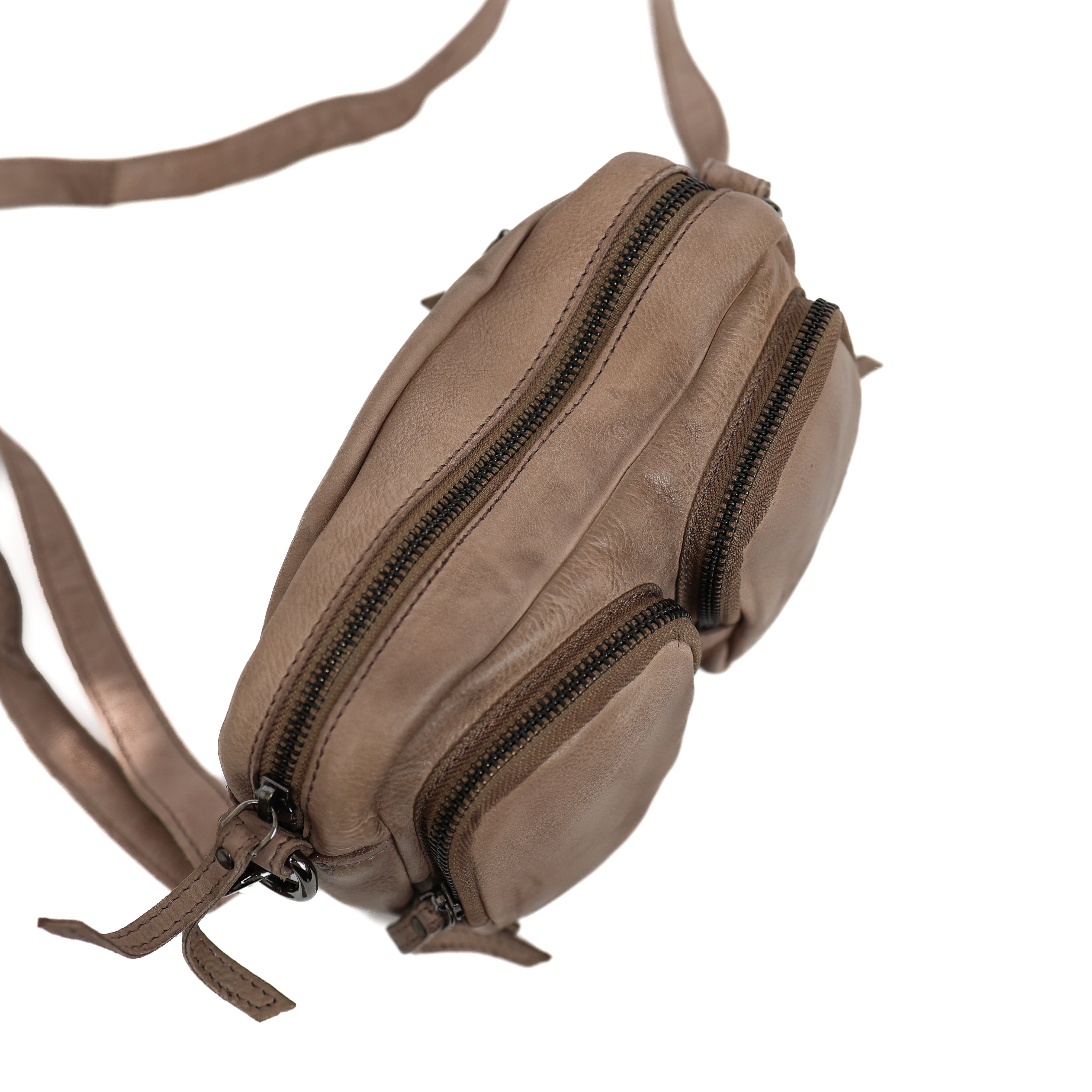 Kleine Umhängetasche mit Fronttaschen 'Amber' Taupe