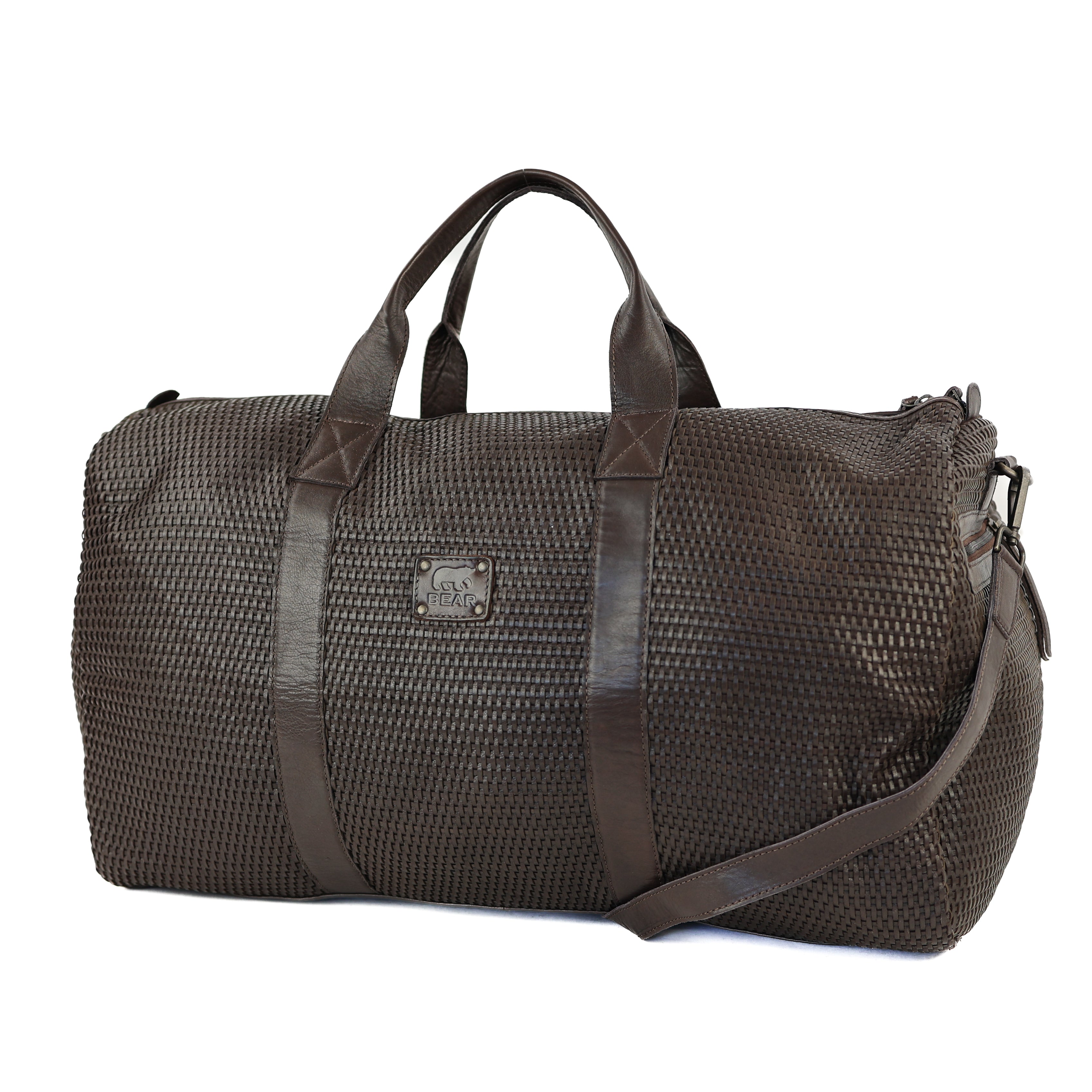 Geflochtene Wochenendtasche 'Vesper' Dunkelbraun