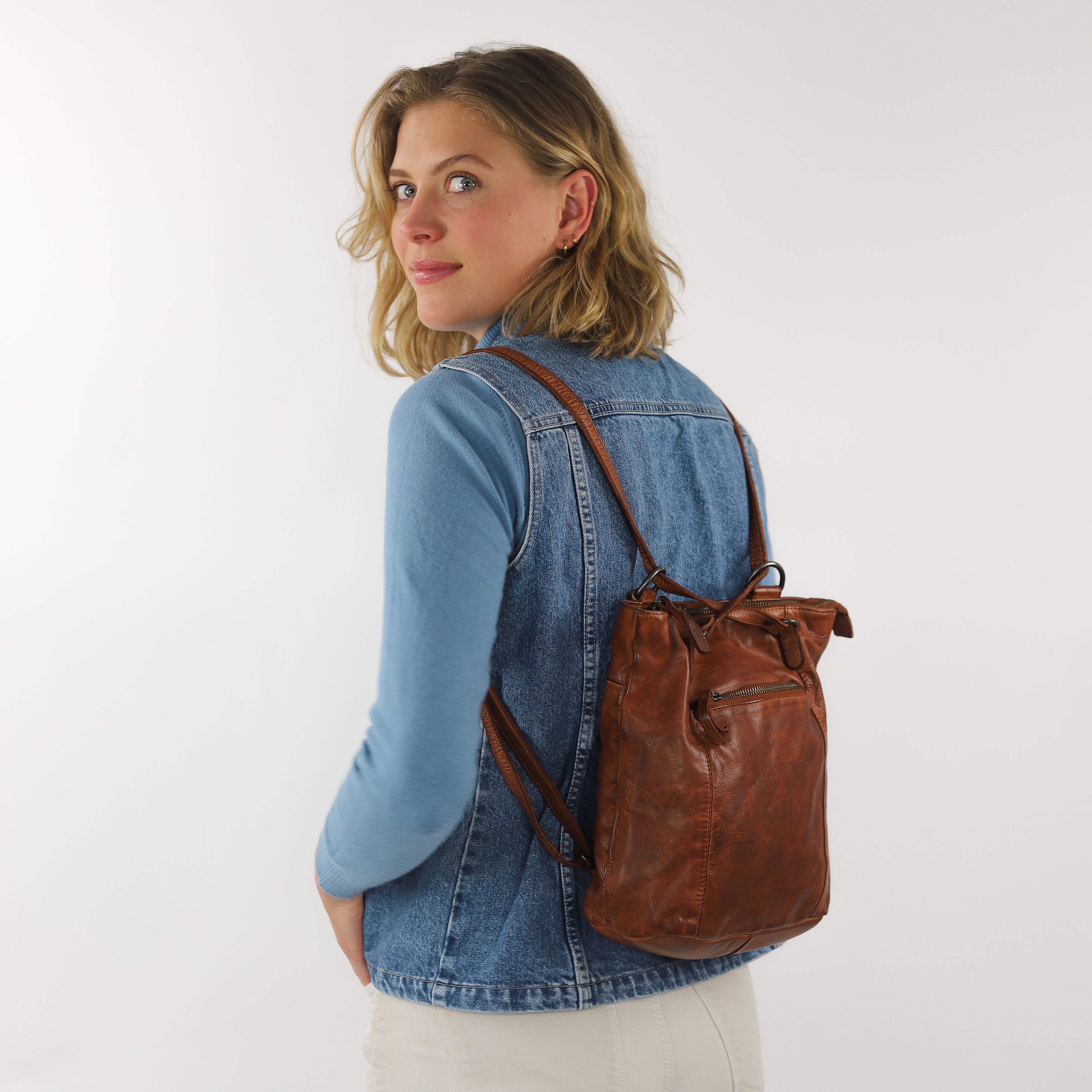 Rucksack/Umhängetasche 'Sandy' Cognac