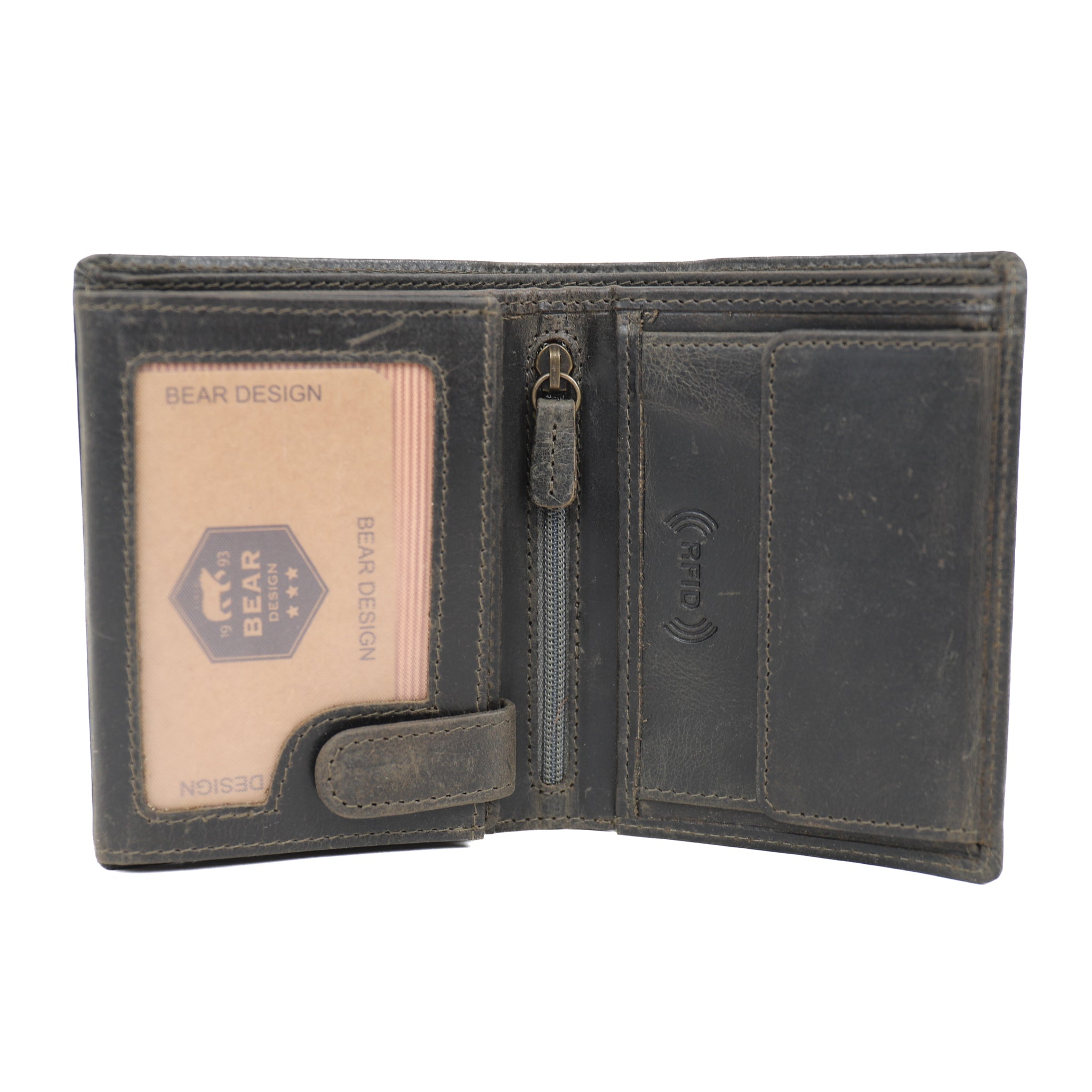 Hoge billfold 'Klaas' vintage grijs