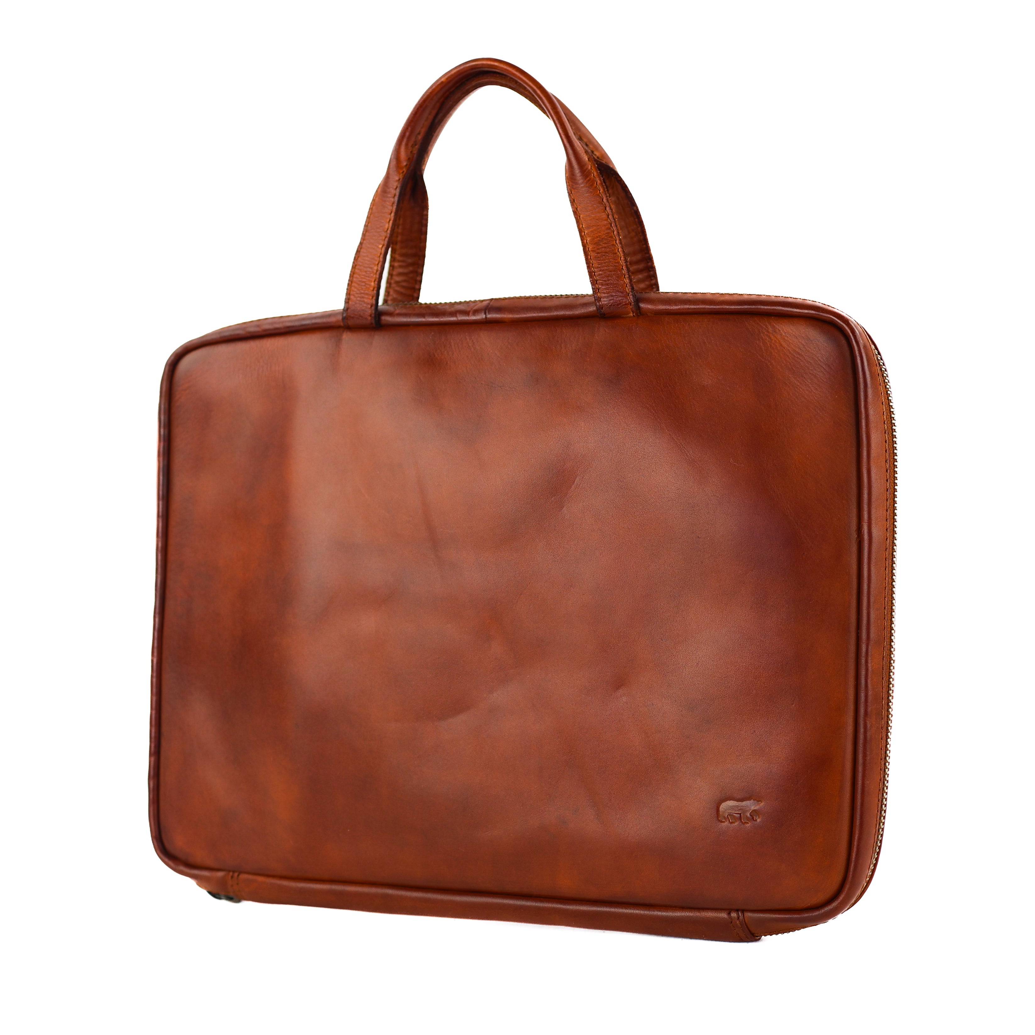 Compacte aktetas 'Cleo' cognac