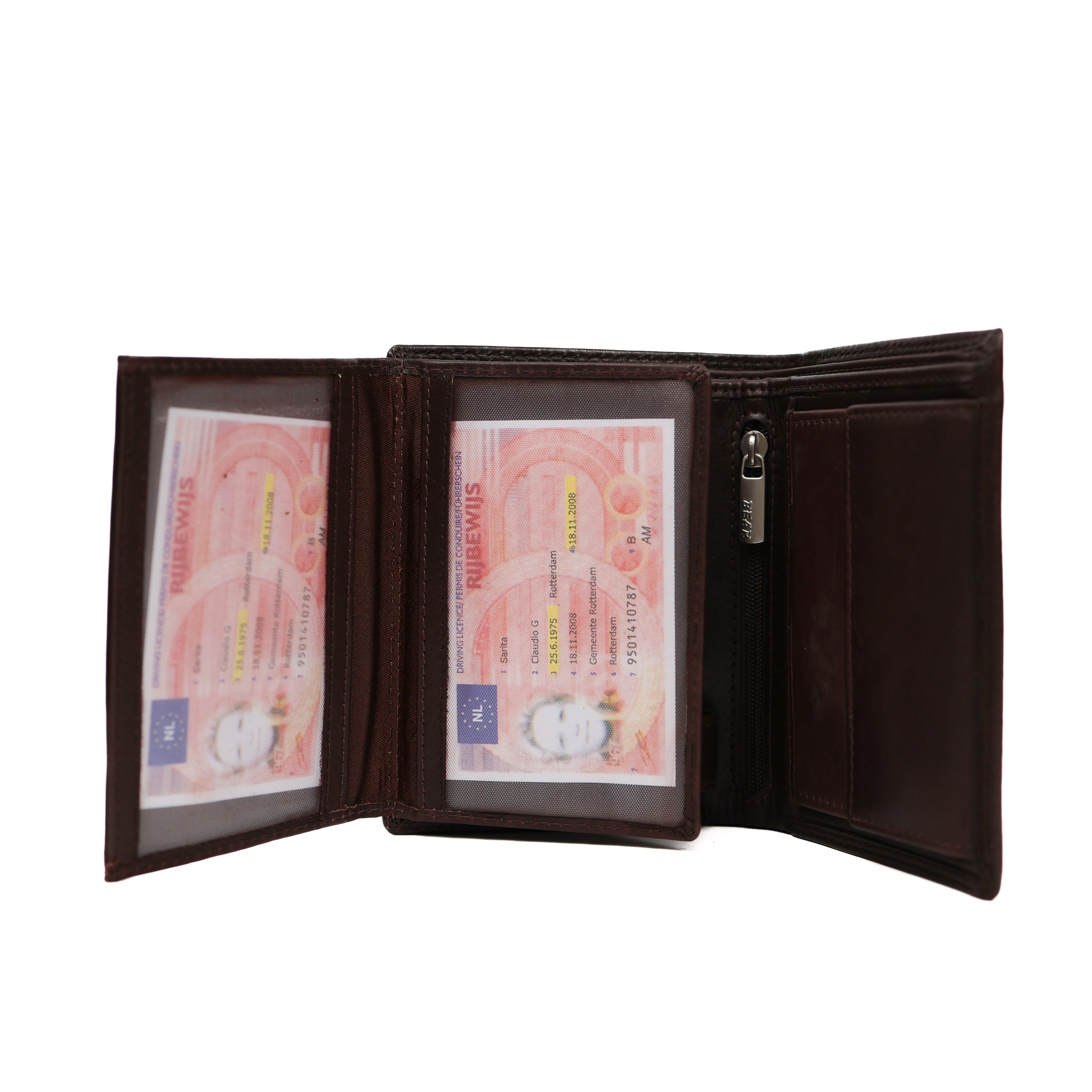 Hohe Billfold 'Klaas' Dunkelbraun