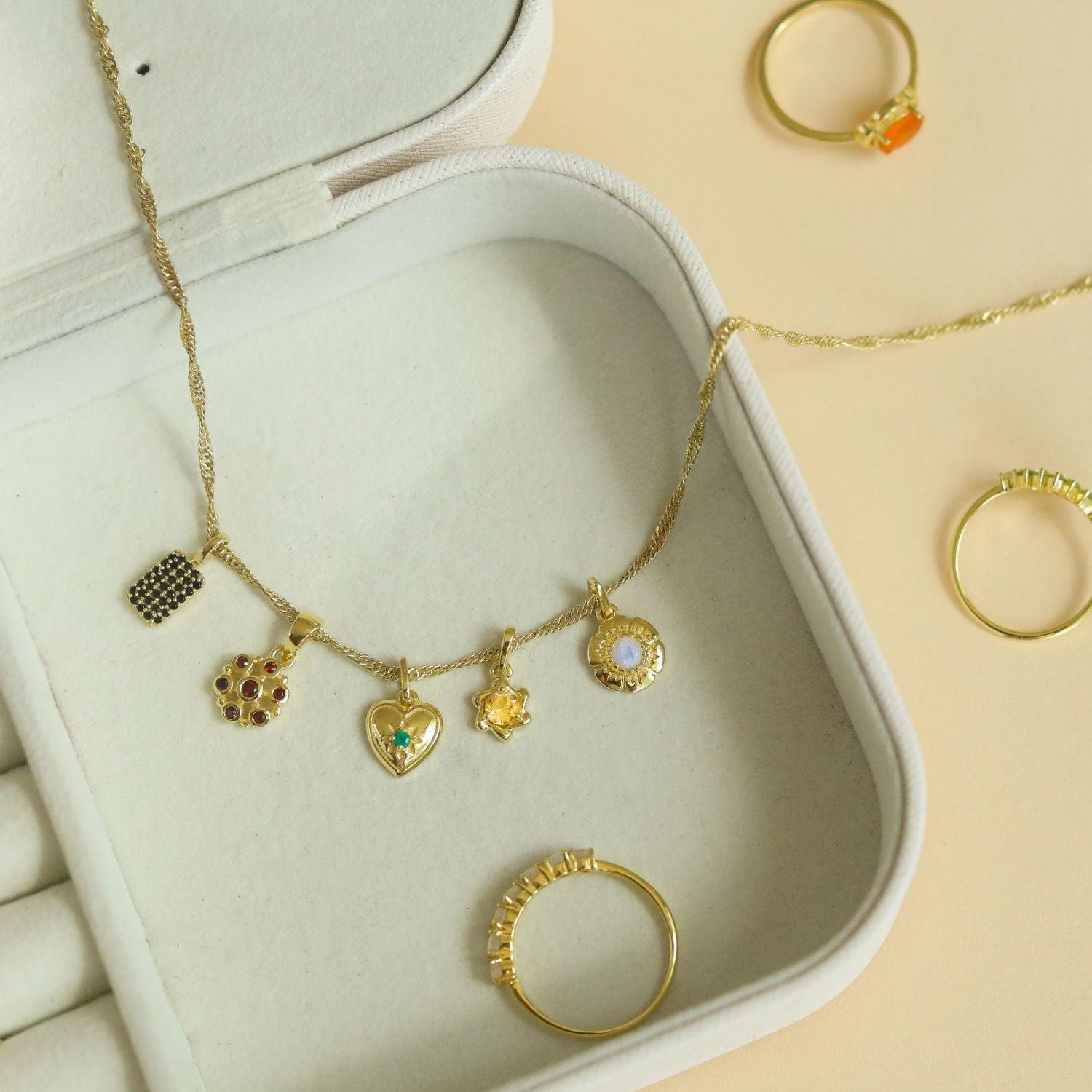 Vintage Maansteen Hanger | 14K Goud