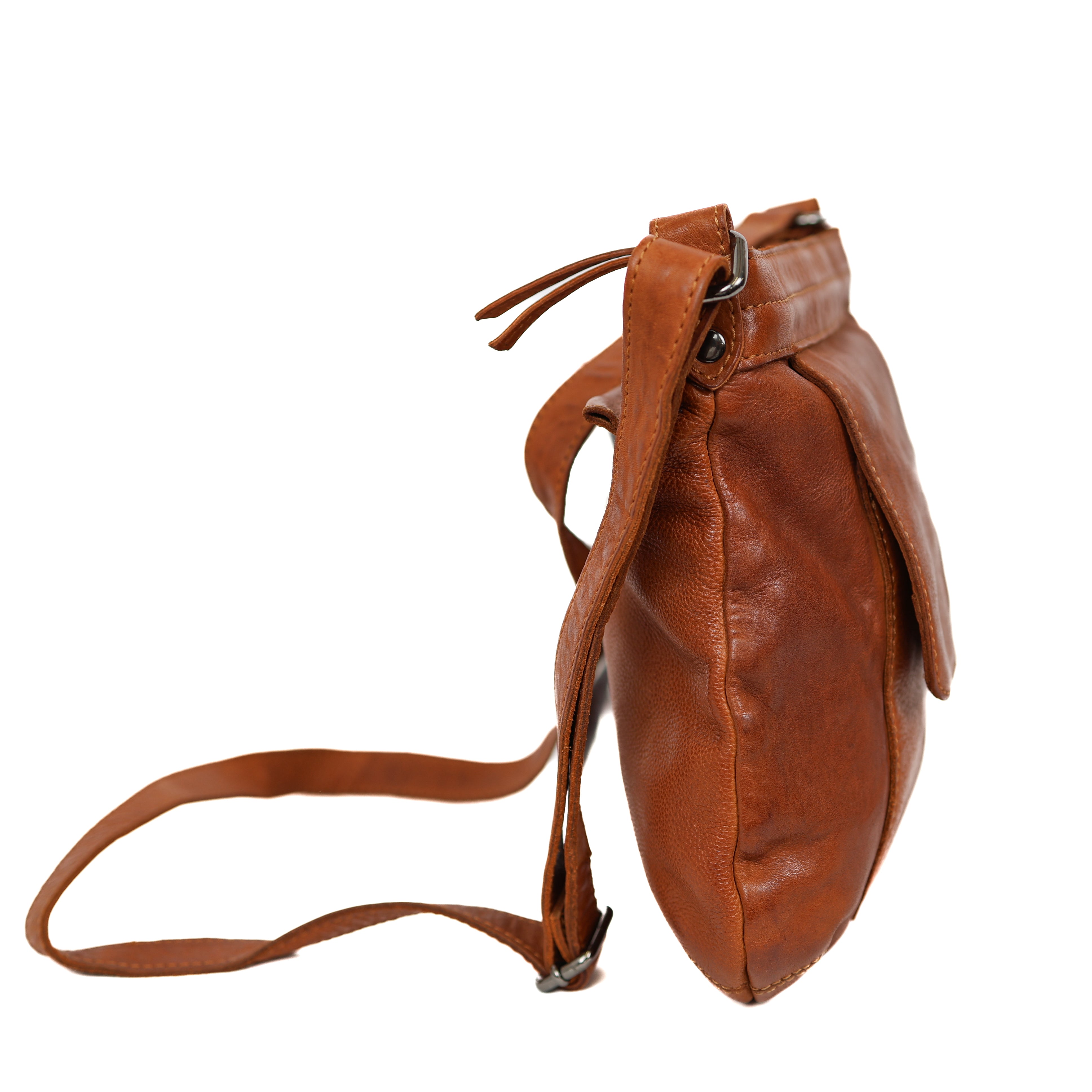 Umhängetasche mit Fronttasche 'Merle' Cognac