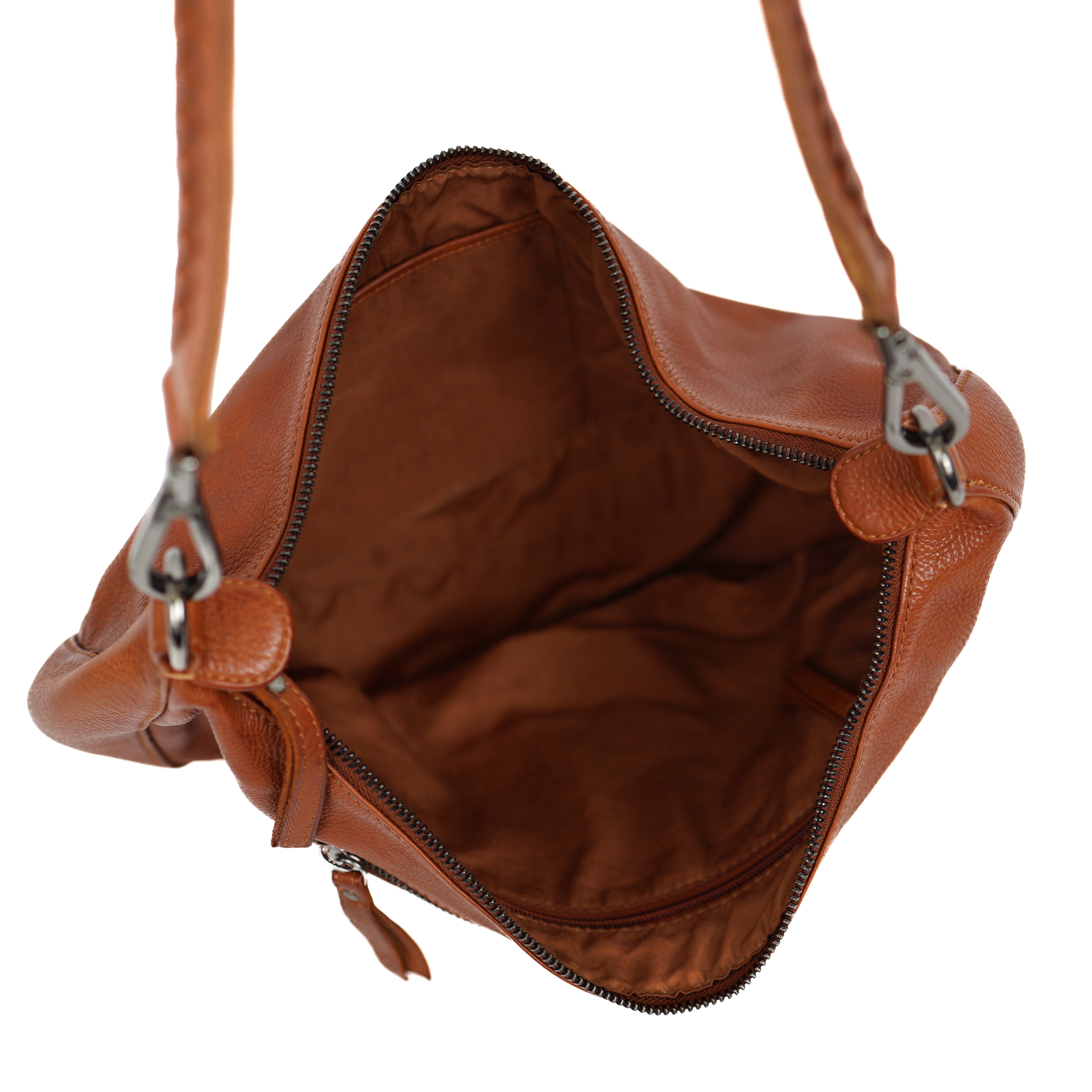 Mittelgroße Beuteltasche 'Ilse' Cognac