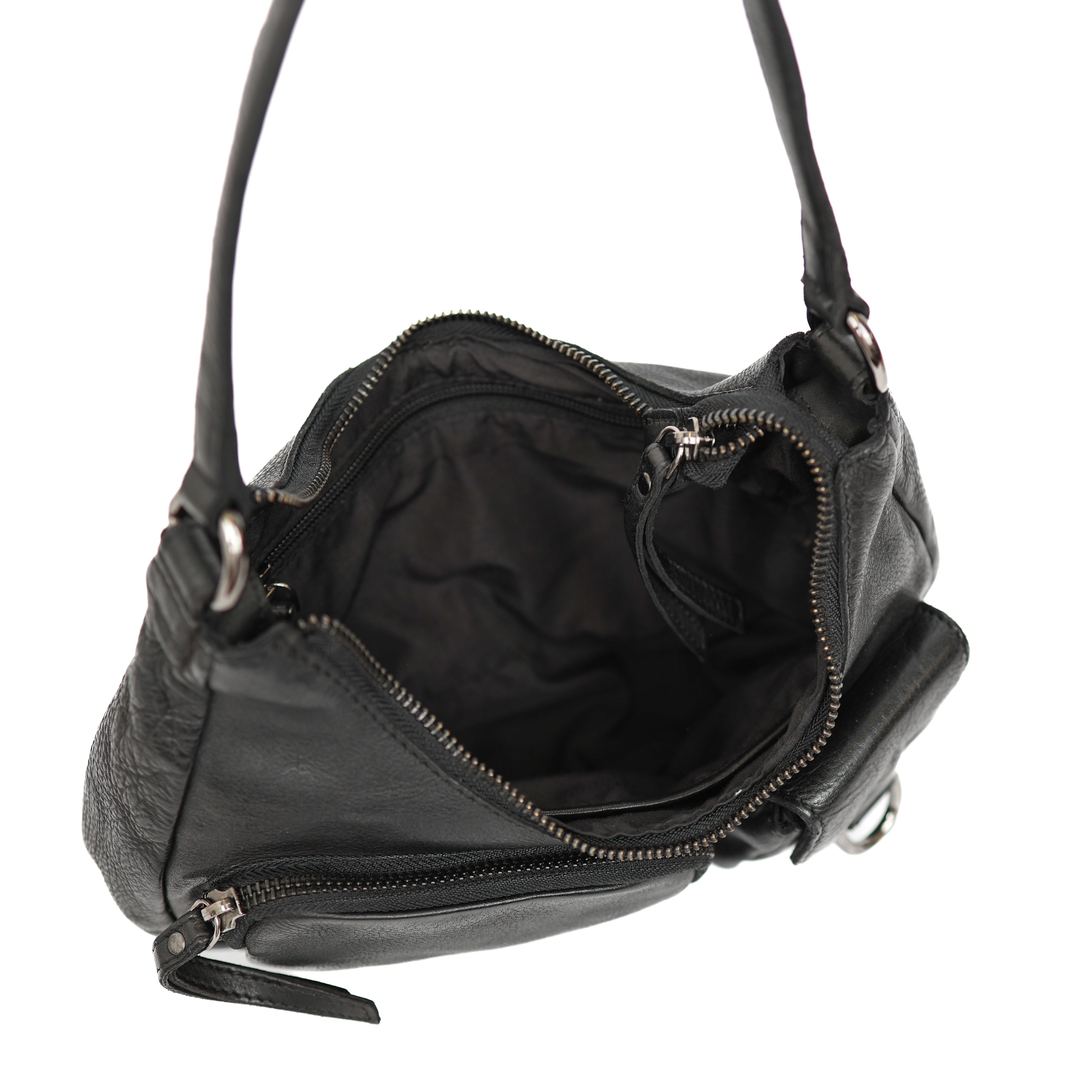 Hand-/Umhängetasche mit Fronttaschen 'Nienke' Schwarz