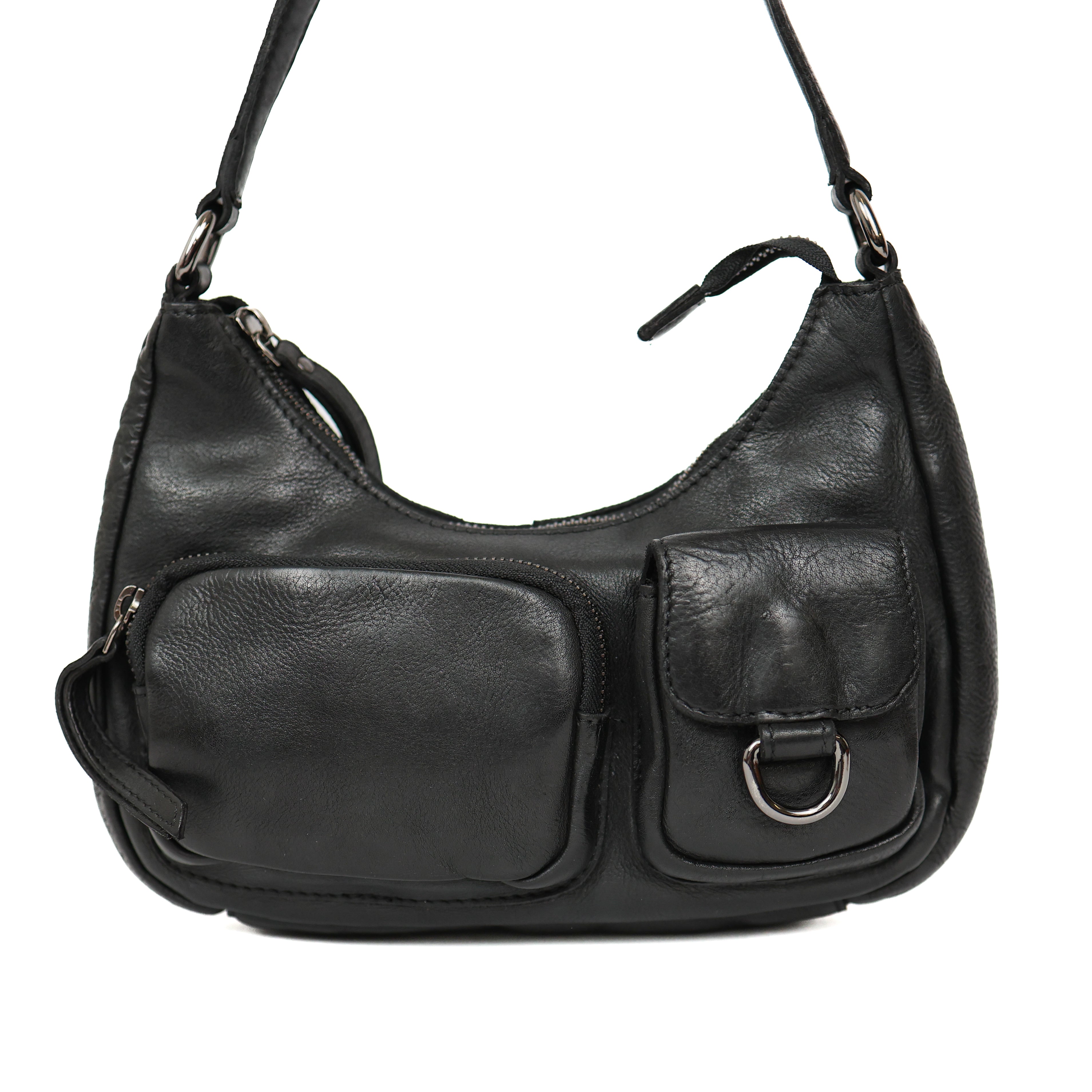 Hand-/Umhängetasche mit Fronttaschen 'Nienke' Schwarz