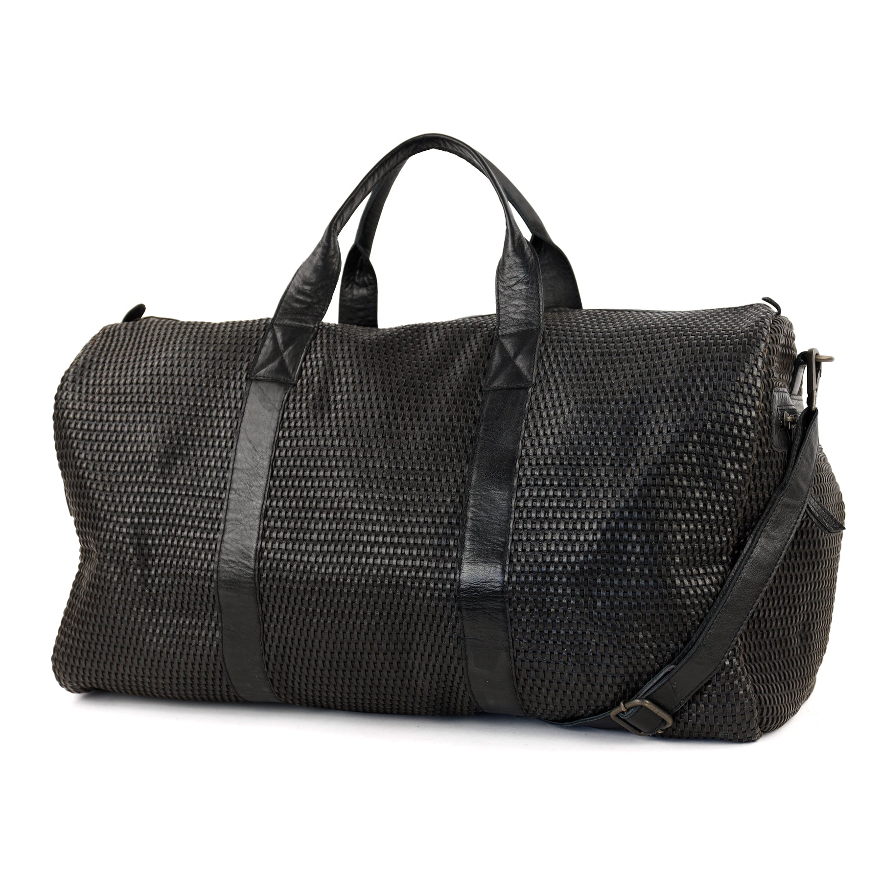 Gevlochten weekendtas 'Vesper' zwart