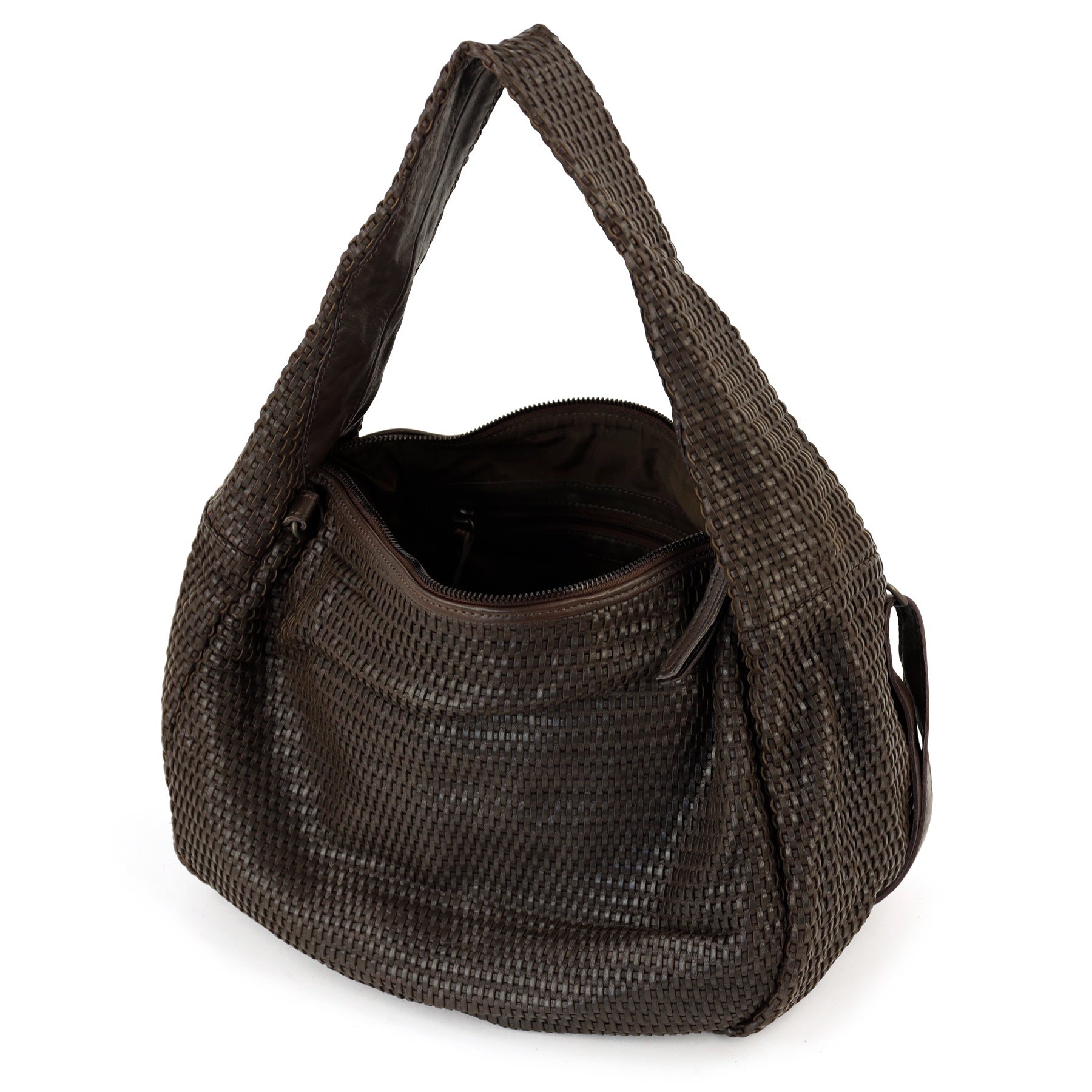 Geflochtene Beuteltasche 'Alice' L Dunkelbraun
