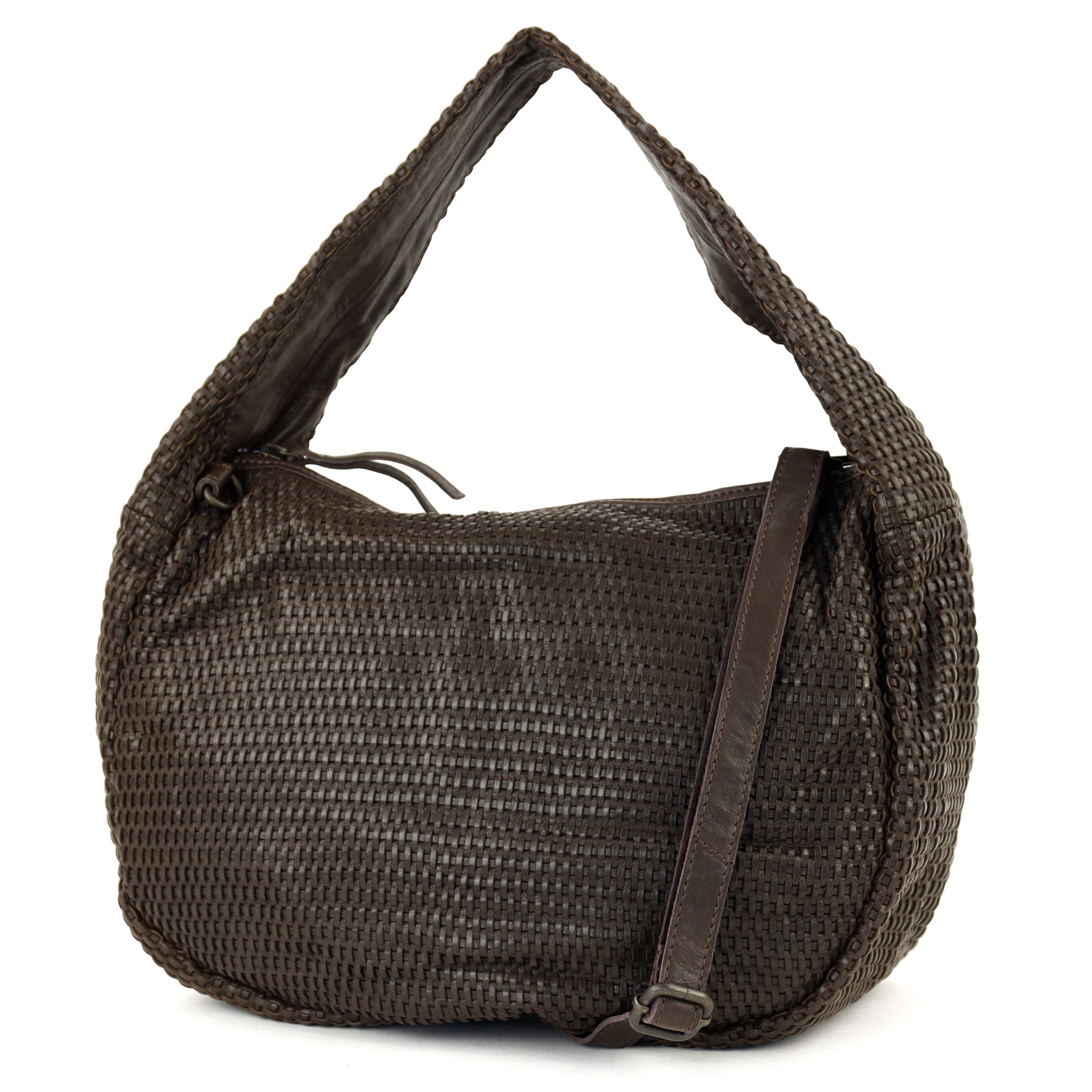 Gevlochten buideltas Alice' L donkerbruin