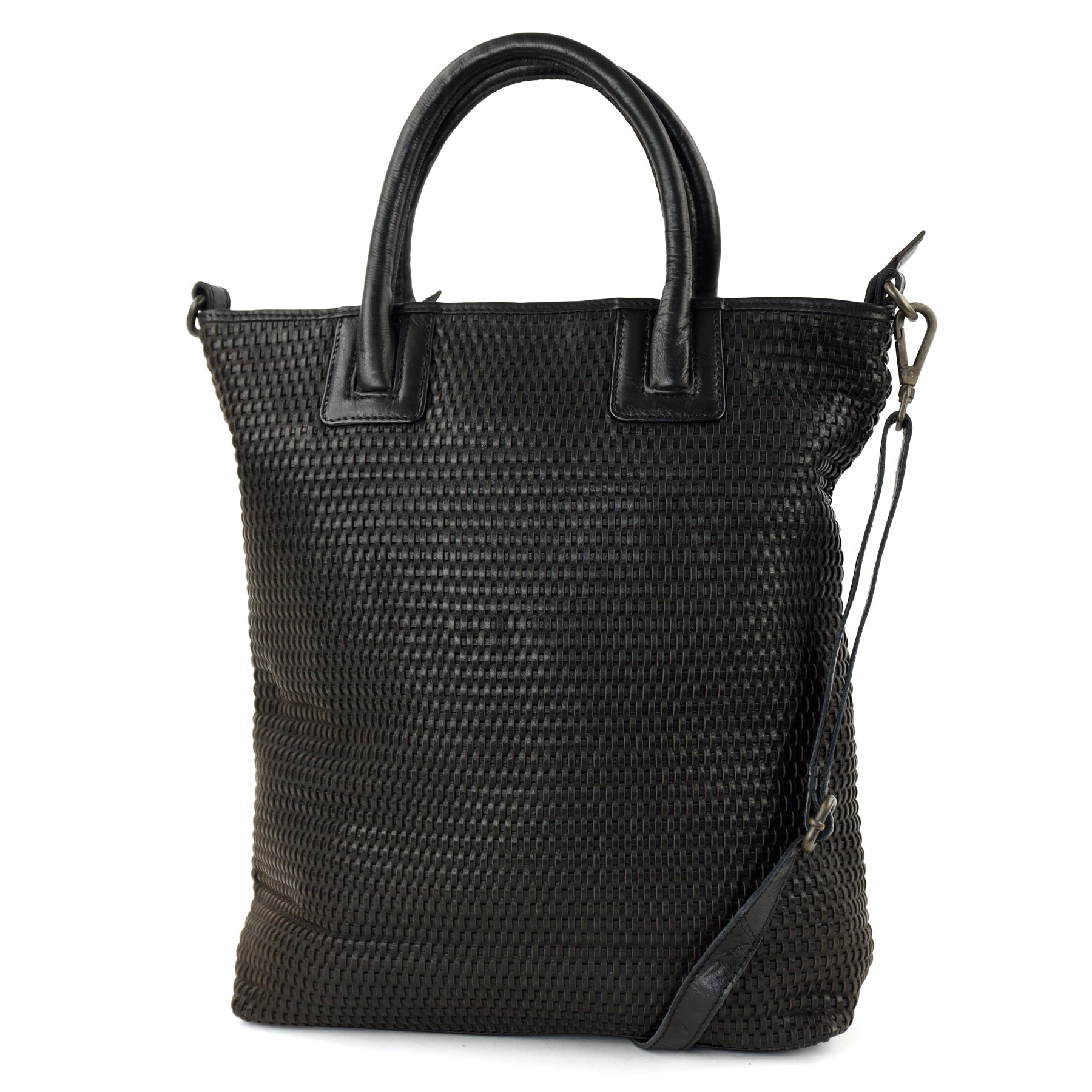 Gevlochten hand-/schoudertas 'Rian' zwart