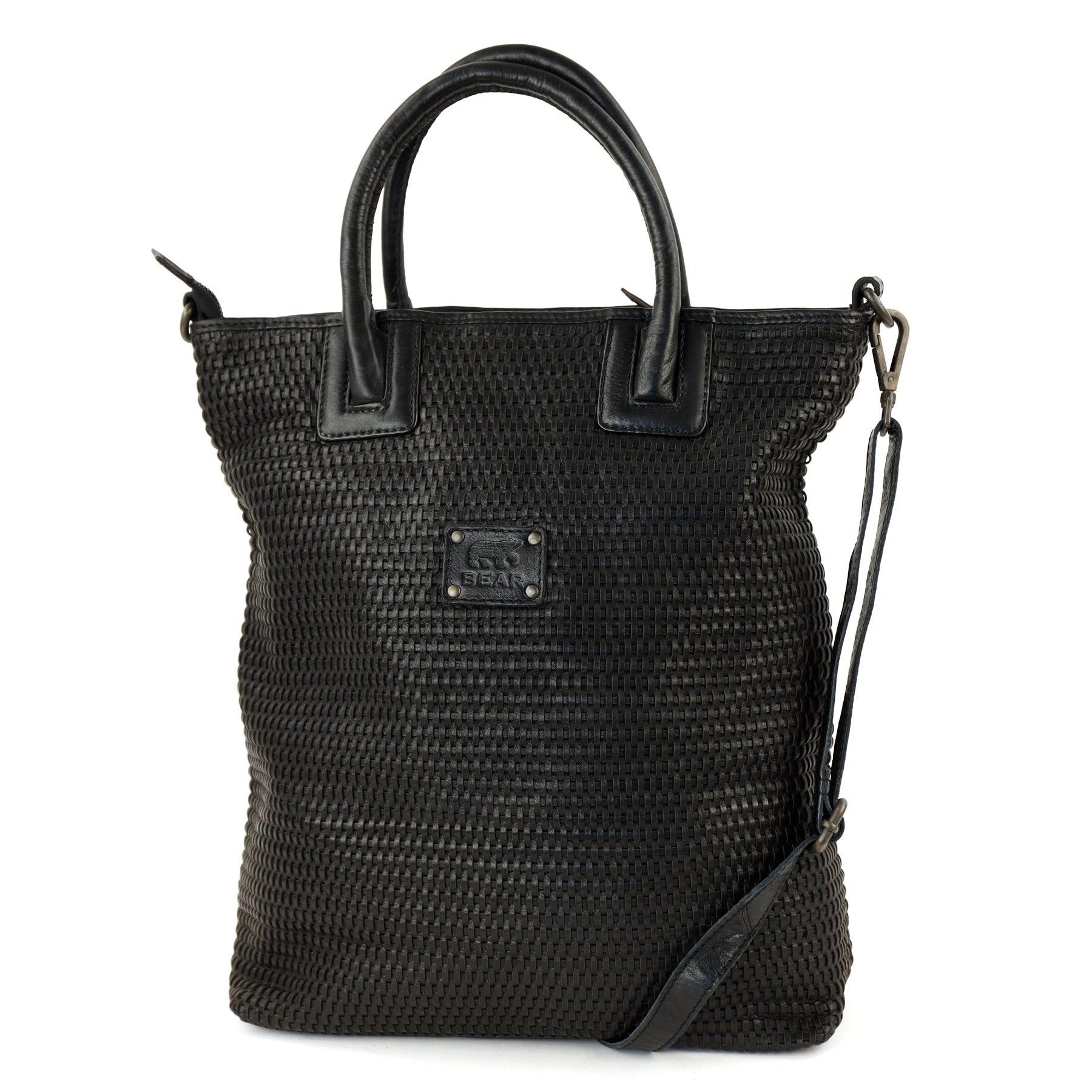 Gevlochten hand-/schoudertas 'Rian' zwart