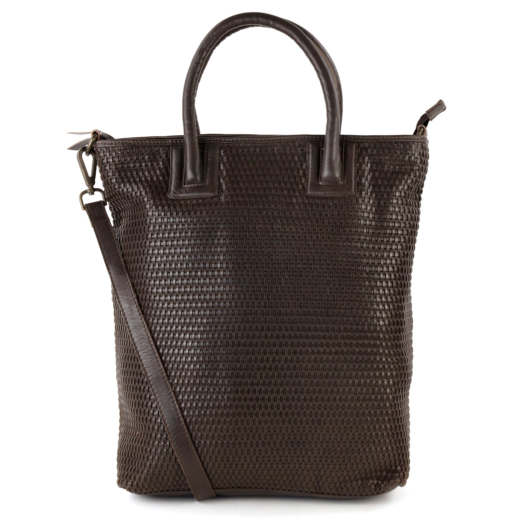 Geflochtene Hand-/Umhängetasche 'Rian' Dunkelbraun
