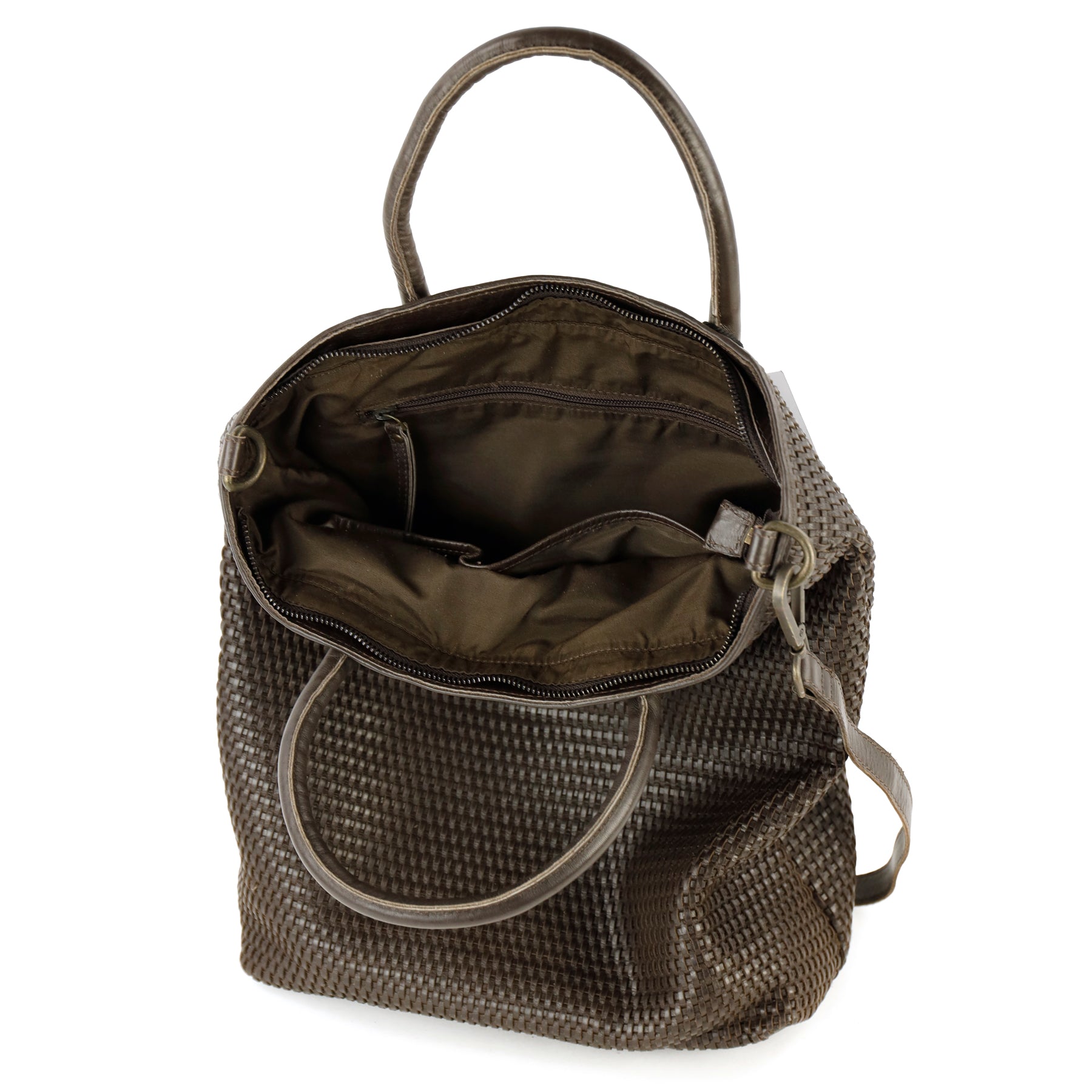 Geflochtene Hand-/Umhängetasche 'Rian' Dunkelbraun