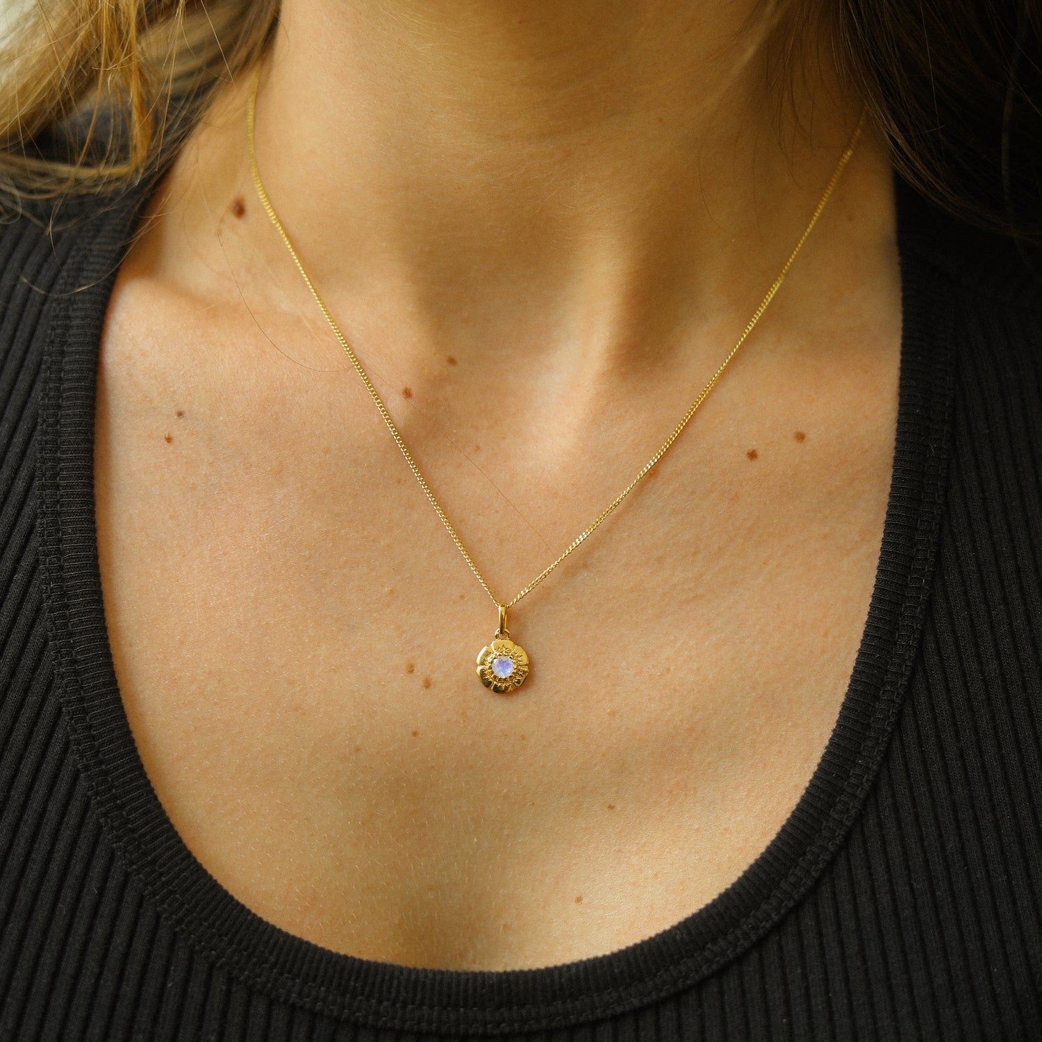 Vintage Maansteen Hanger | 14K Goud