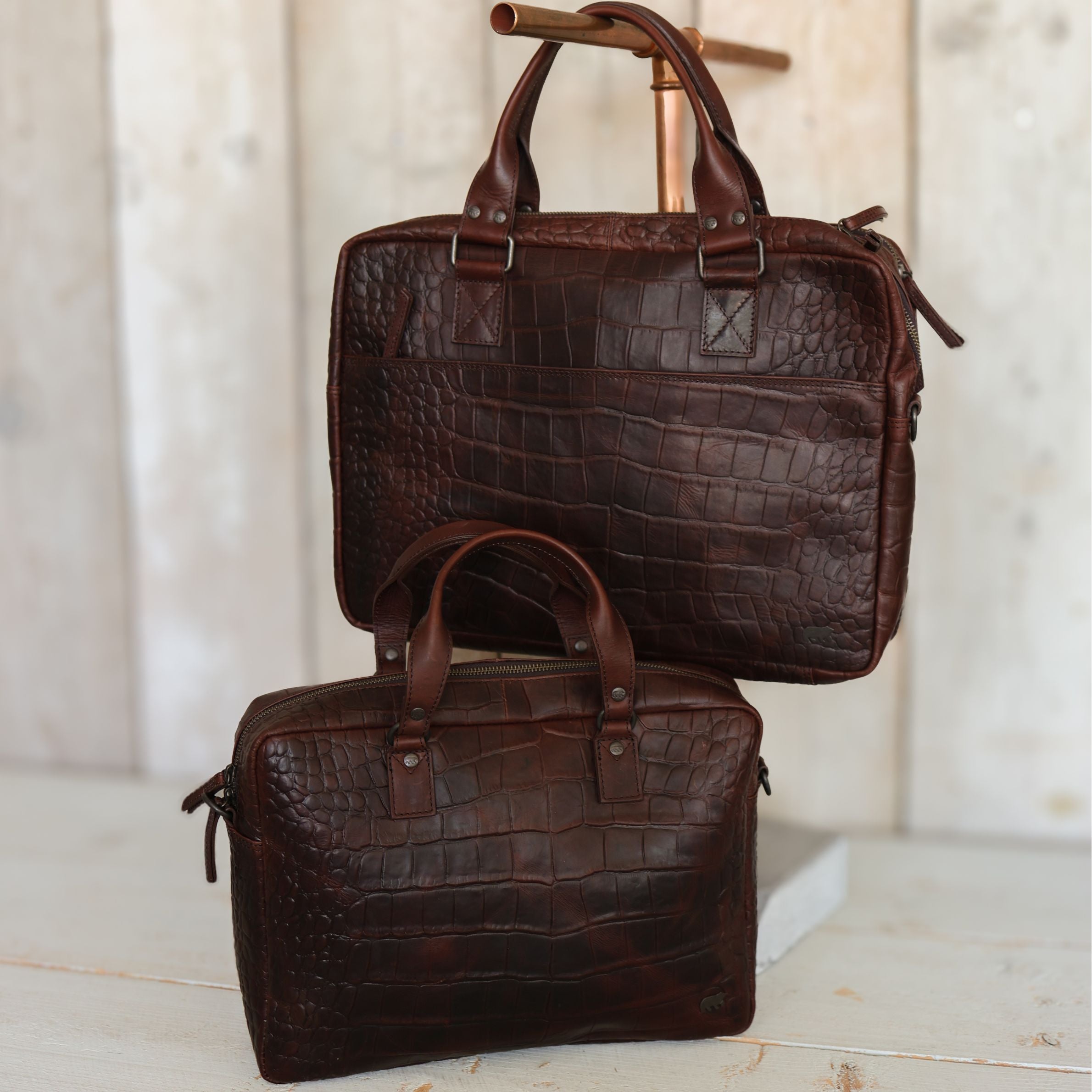 Croco Laptoptasche 14" 'Lina' Dunkelbraun