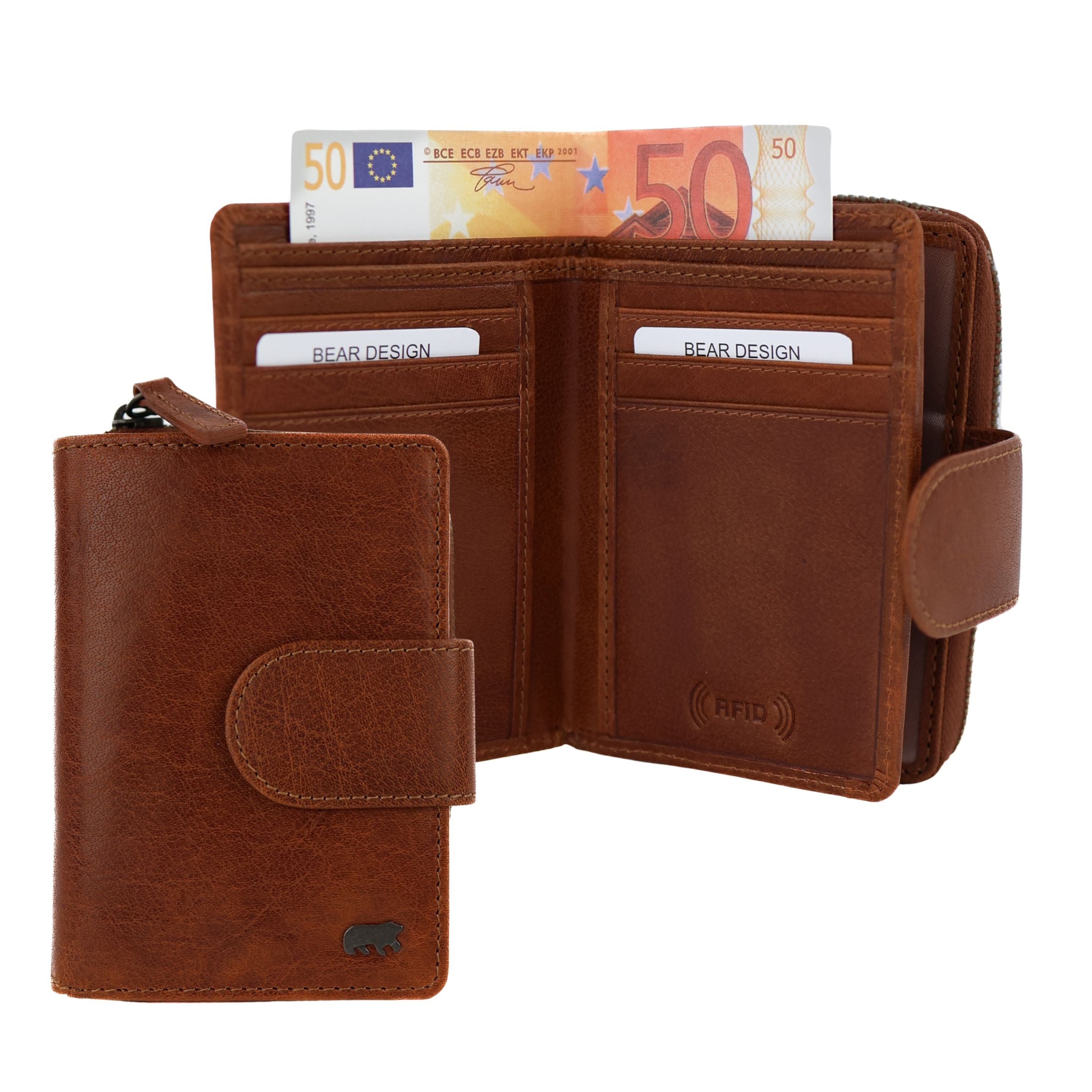 Reißverschluss-Geldbörse „Loet“ Andorra-Cognac