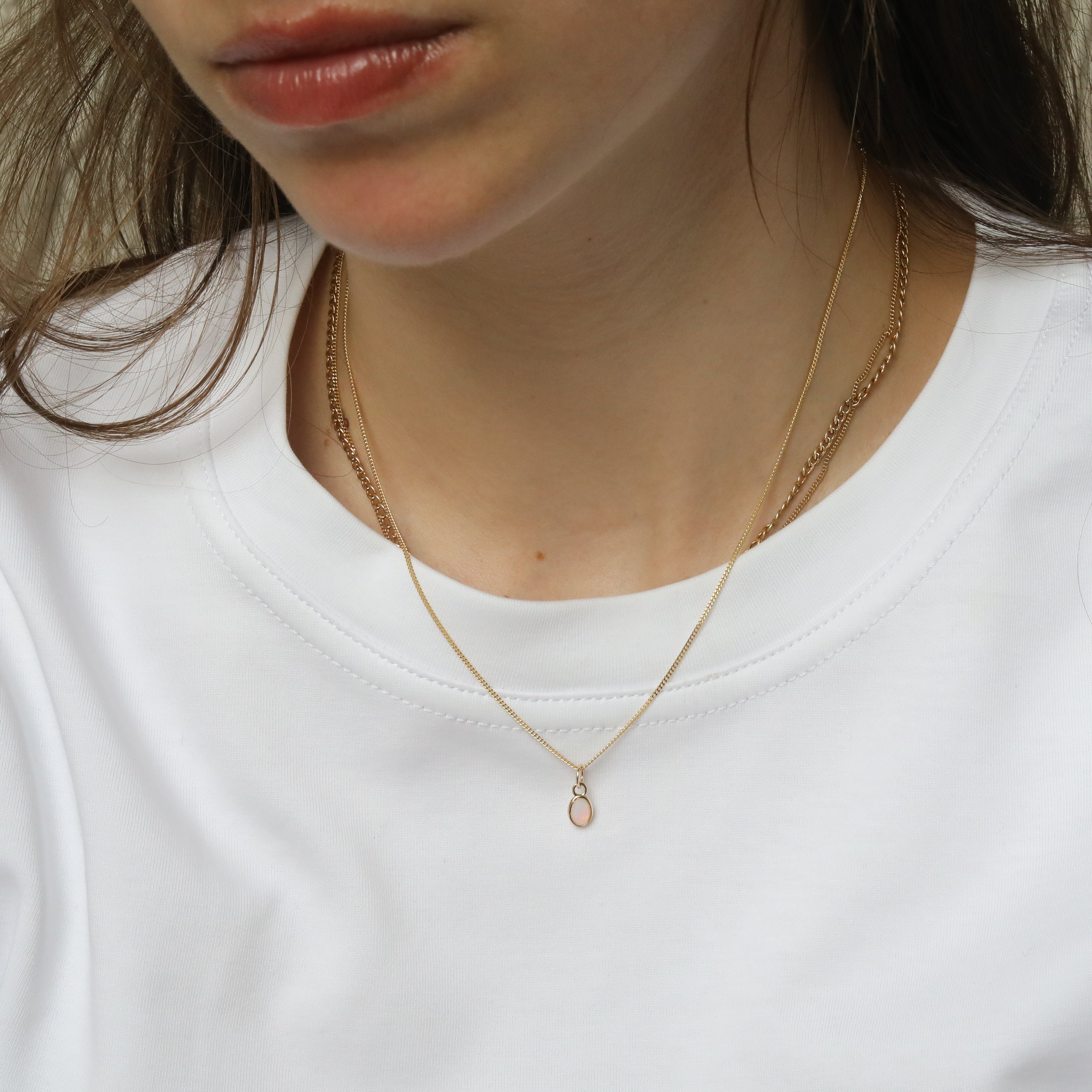 Opal Geburtsstein Anhänger Oktober | 14K Gold