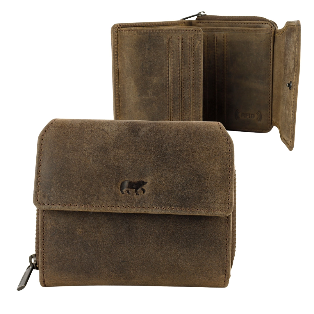 Geldbörse mit Reißverschluss 'Britt' Braun