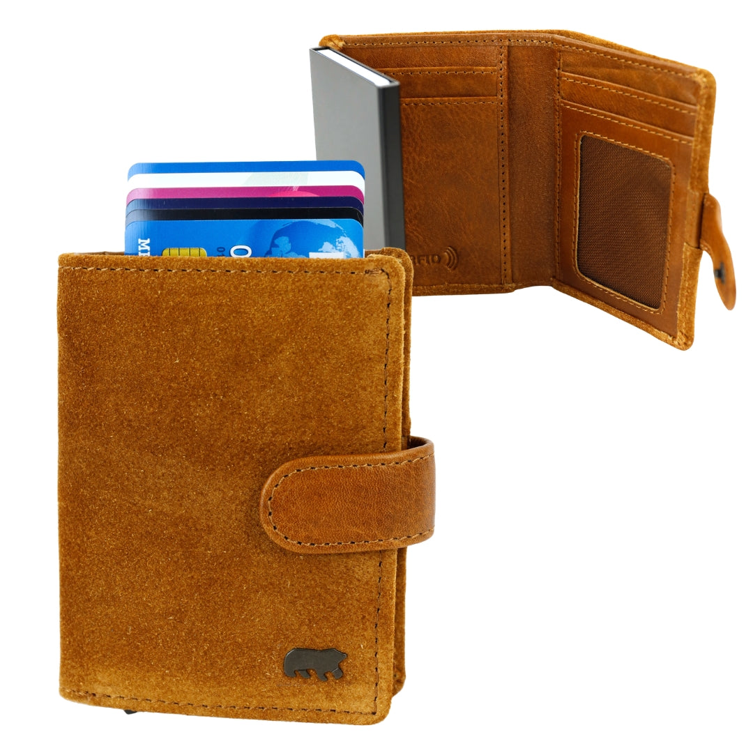Velours RFID Kartenhalter 'Bobby' Cognac
