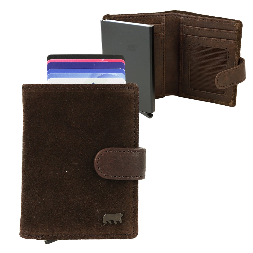 Velours RFID Kartenhalter 'Bobby' Dunkelbraun