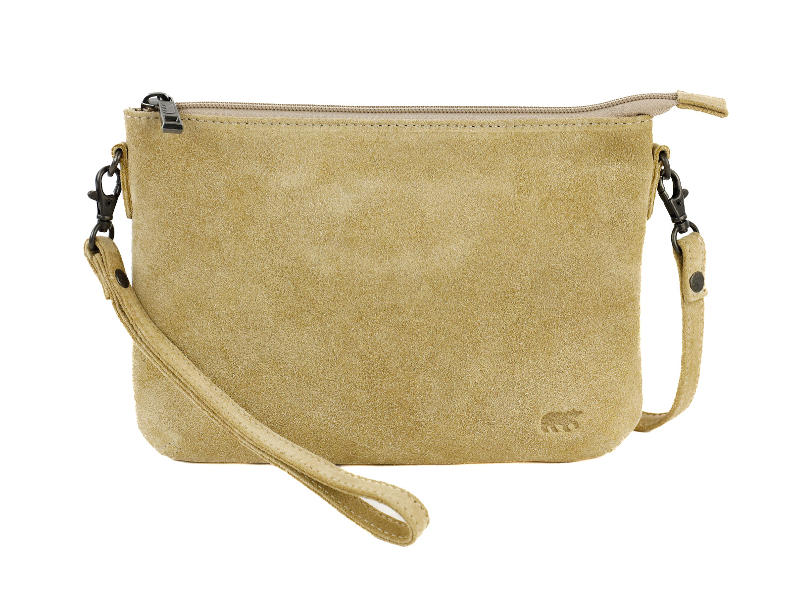 Veloursleder Schultertasche „Julie“ Bisquit