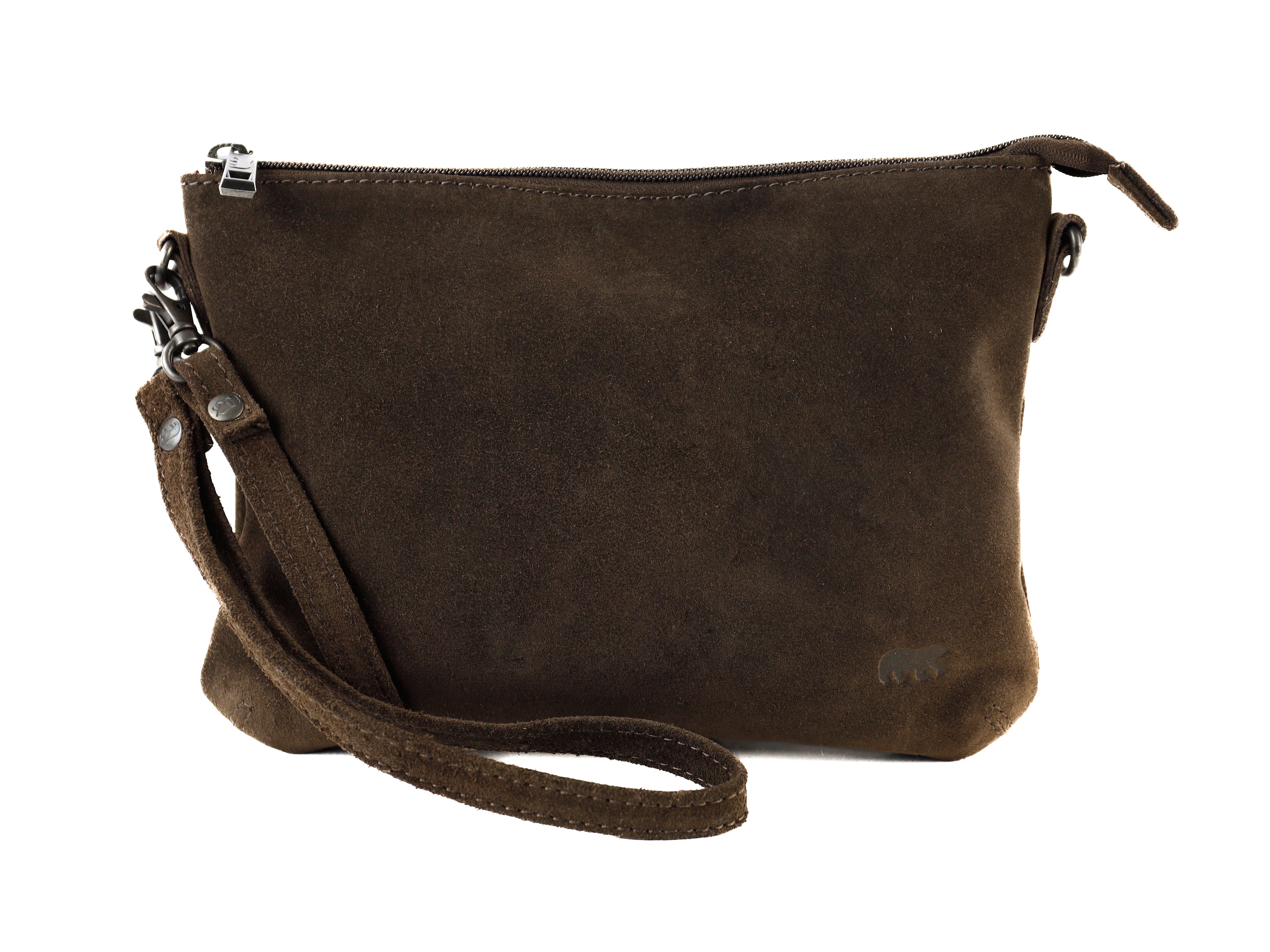 Veloursleder Schultertasche „Julie“ Braun