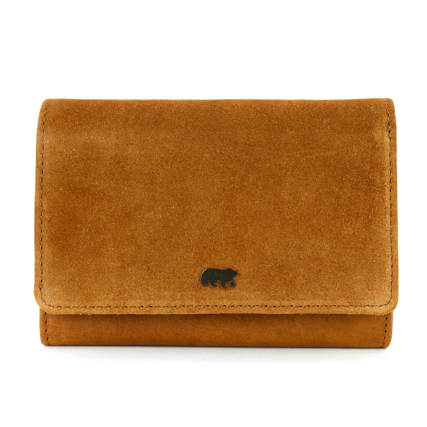 Velours Geldbörse mit Überschlag 'Flappie' Cognac