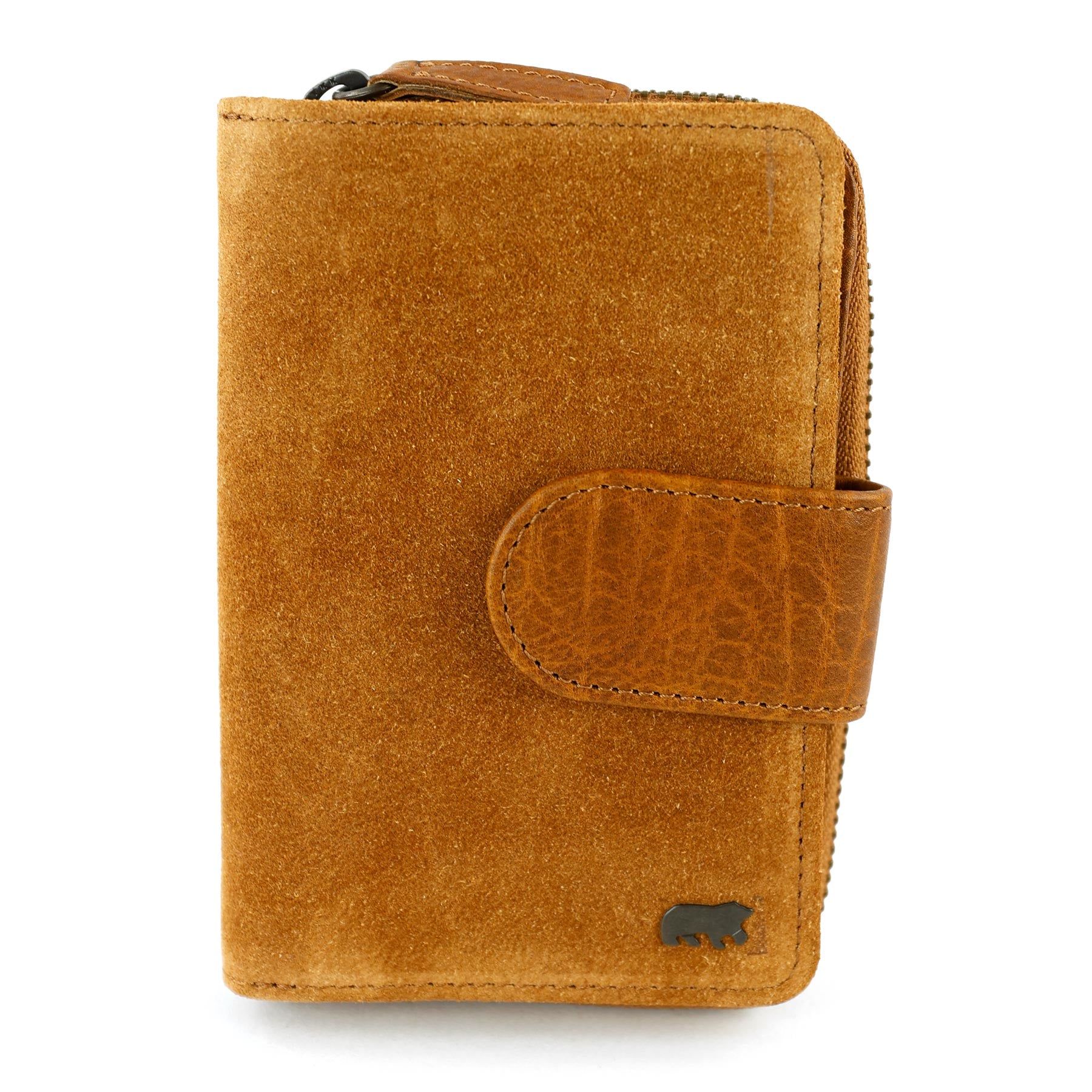 Suède ritsportemonnee 'Loet' cognac