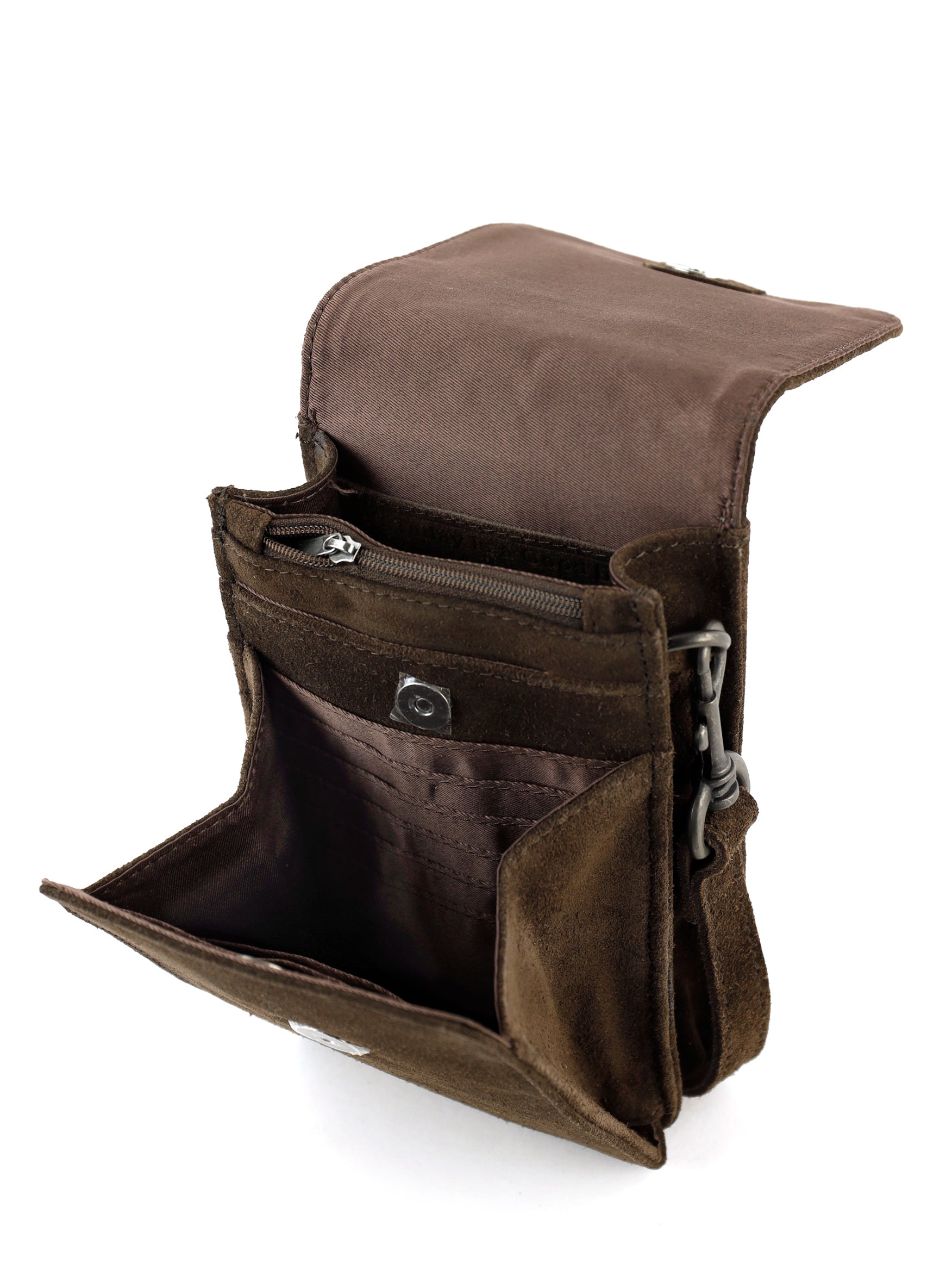 Veloursleder schultertasche „Robbie“ 2.0 Braun