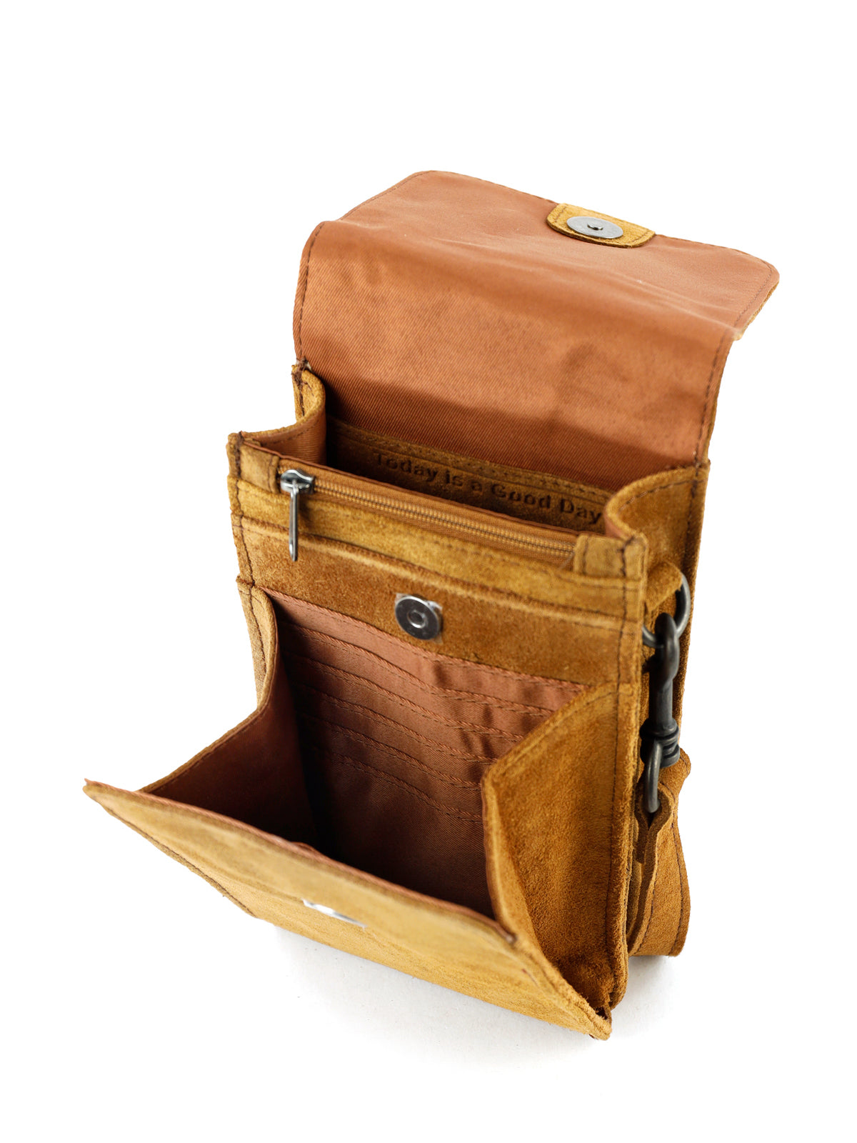 Veloursleder schultertasche „Robbie“ 2.0 Cognac