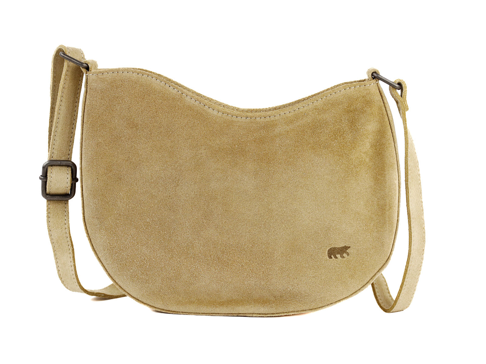 Veloursleder Schultertasche „Tamara“ Bisquit