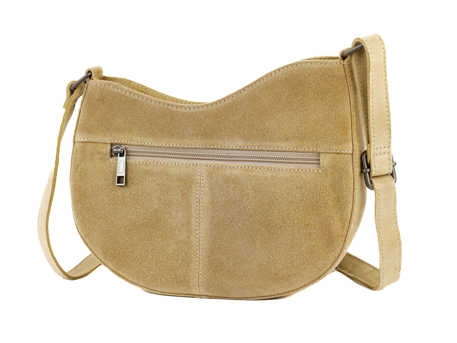 Veloursleder Schultertasche „Tamara“ Bisquit