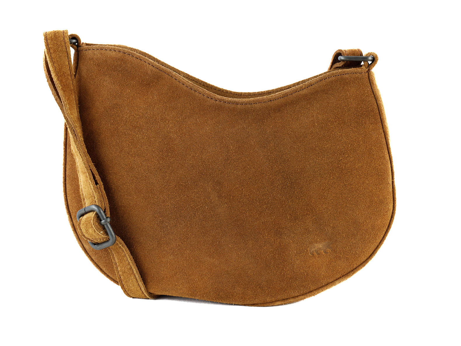 Veloursleder Schultertasche „Tamara“ Cognac