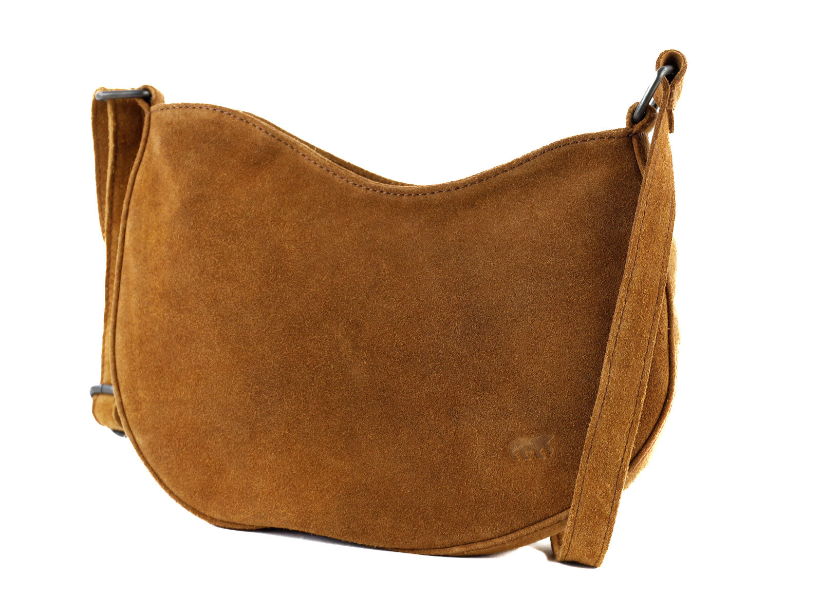 Veloursleder Schultertasche „Tamara“ Cognac